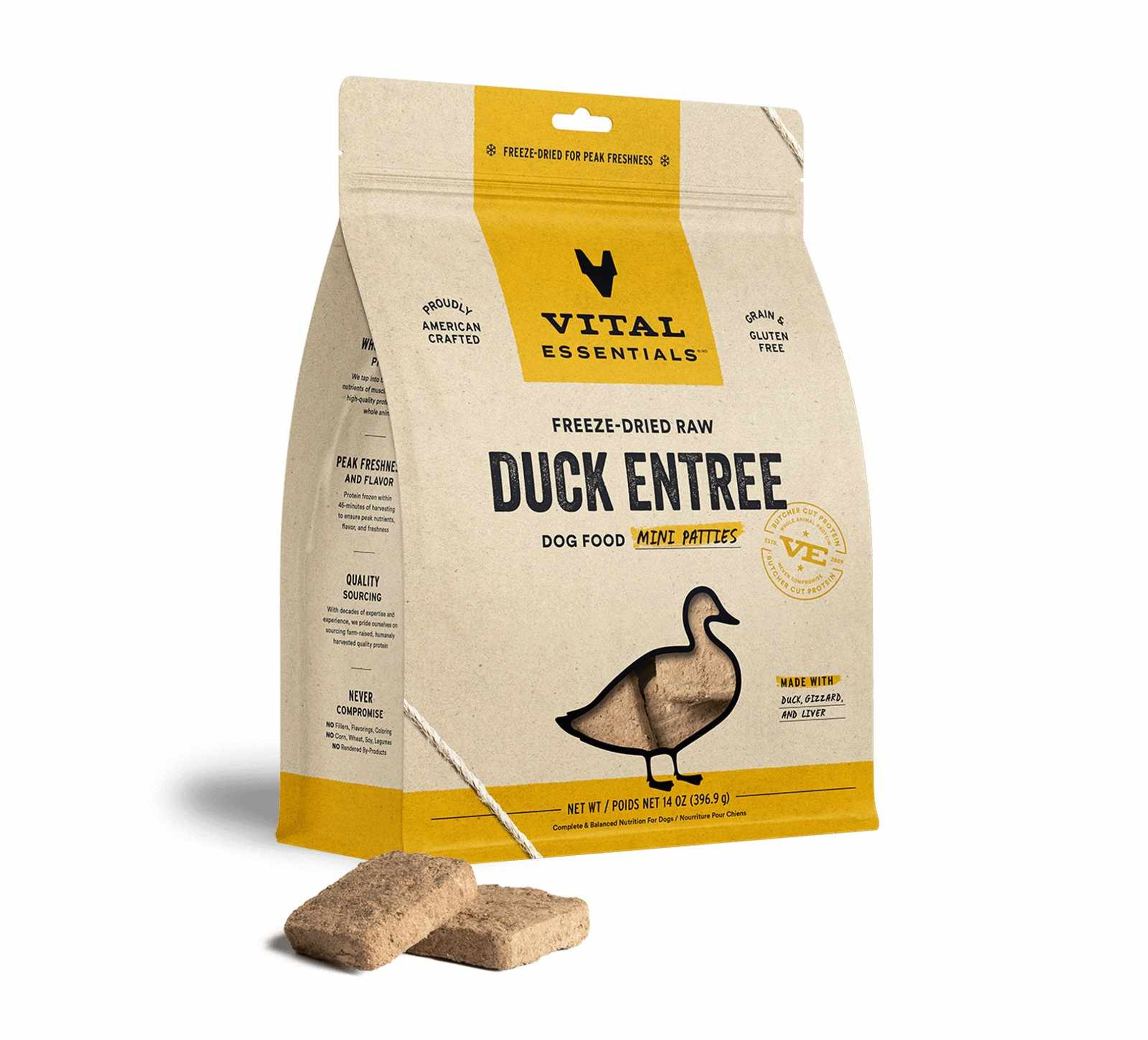 Vital Essentials(R) Freeze-Dried Raw Duck Entree Dog Food Mini Patties, 14 oz Image 1