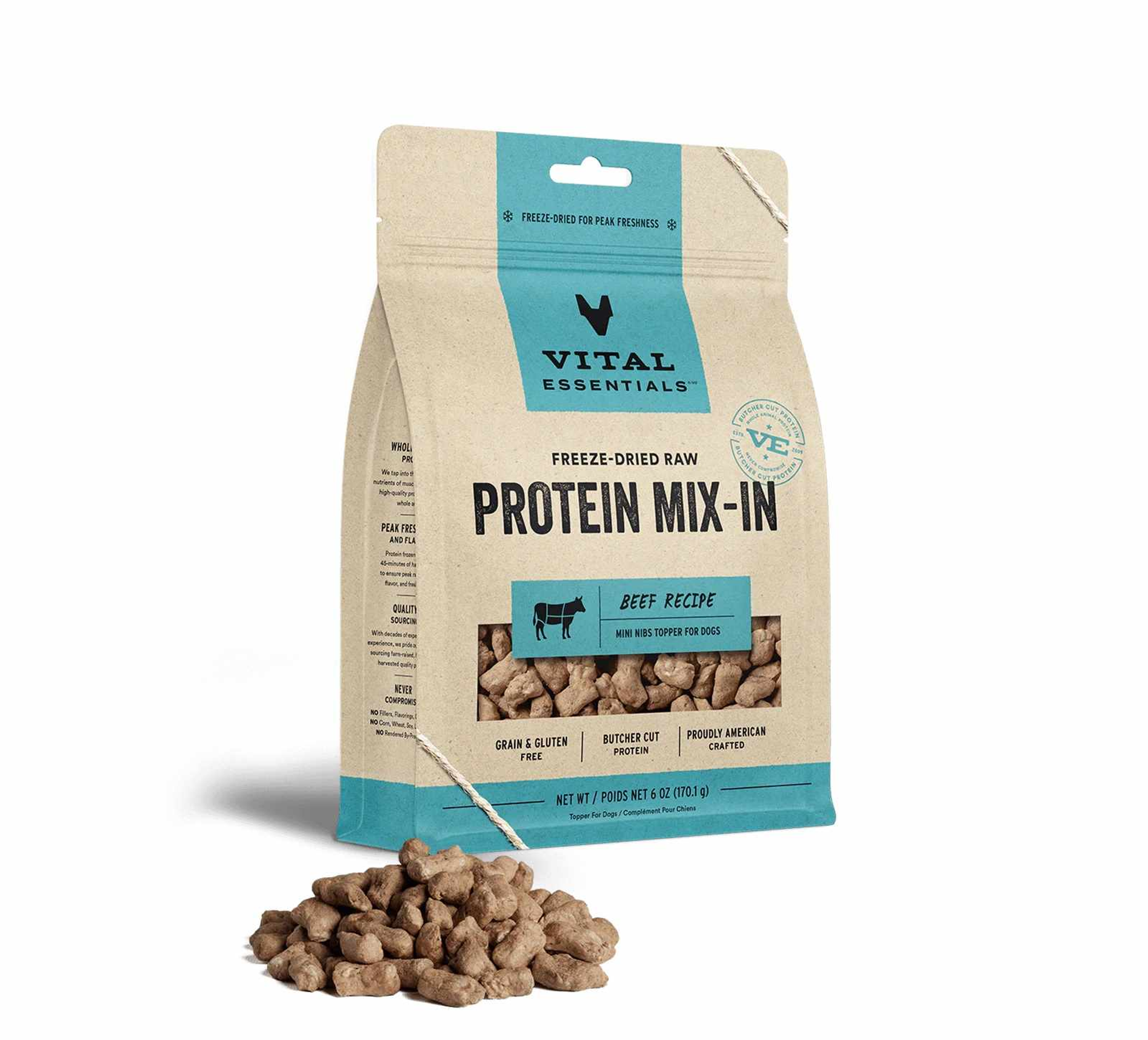 Vital Essentials(R) Freeze-Dried Raw Beef Protein Mix-In Meal Topper for Dogs Image 1
