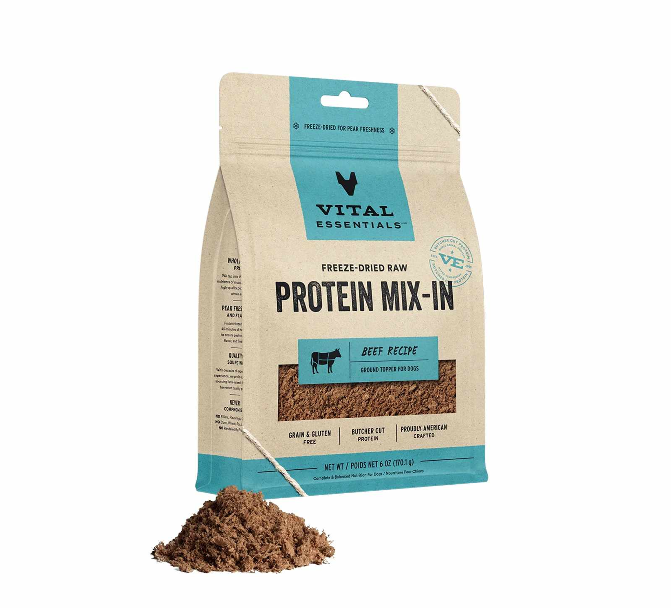Vital Essentials(R) Freeze-Dried Raw Beef Protein Mix-In Ground Topper for Dogs, 6 oz Image 1