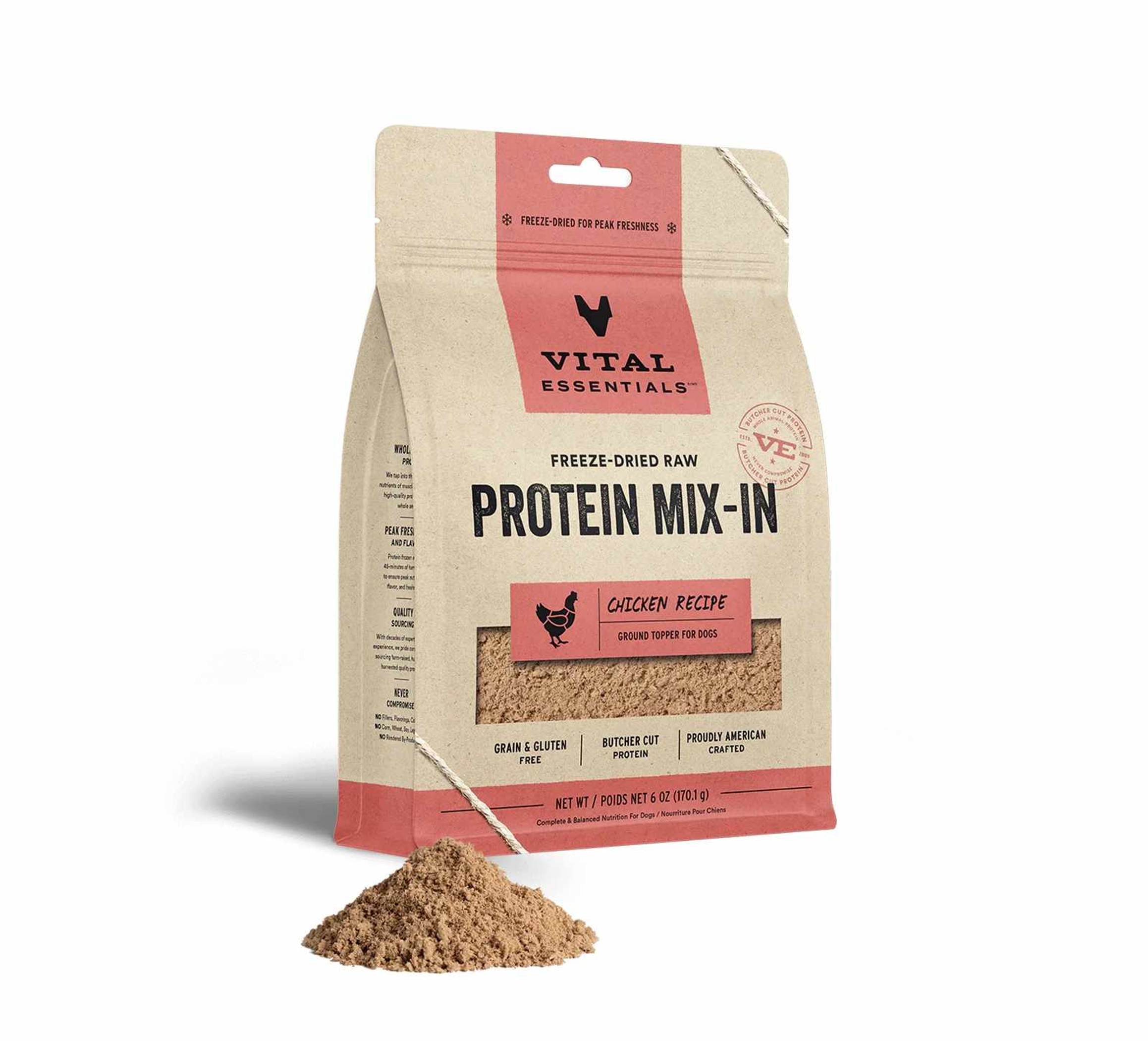Vital Essentials(R) Freeze-Dried Raw Chicken Protein Mix-In Ground Topper for Dogs, 6 oz Image 1