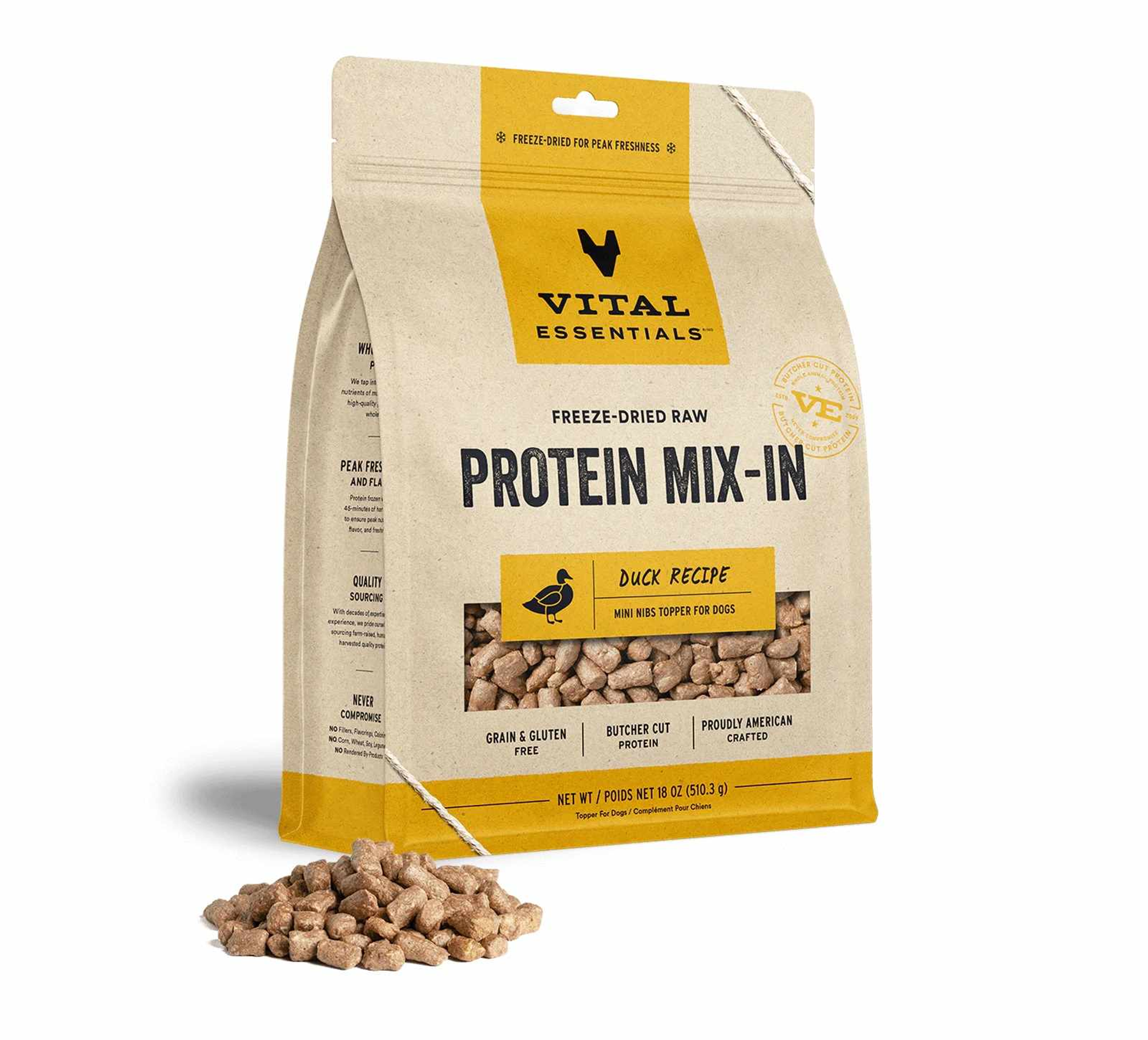 Vital Essentials(R) Freeze-Dried Raw Duck Protein Mix-In Meal Topper for Dogs Image 1