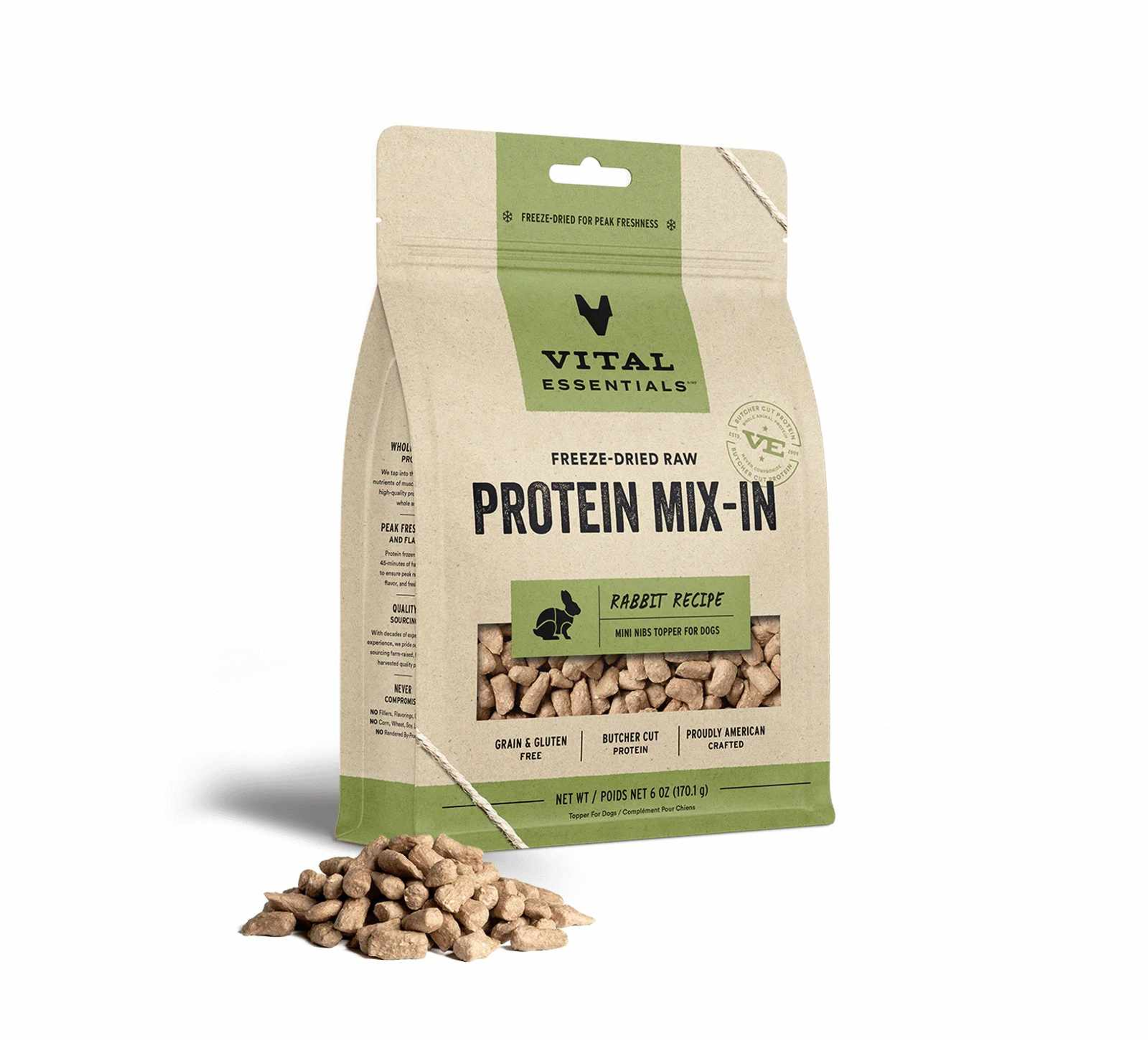 Vital Essentials(R) Freeze-Dried Raw Rabbit Protein Mix-In Meal Topper for Dogs, Image 1