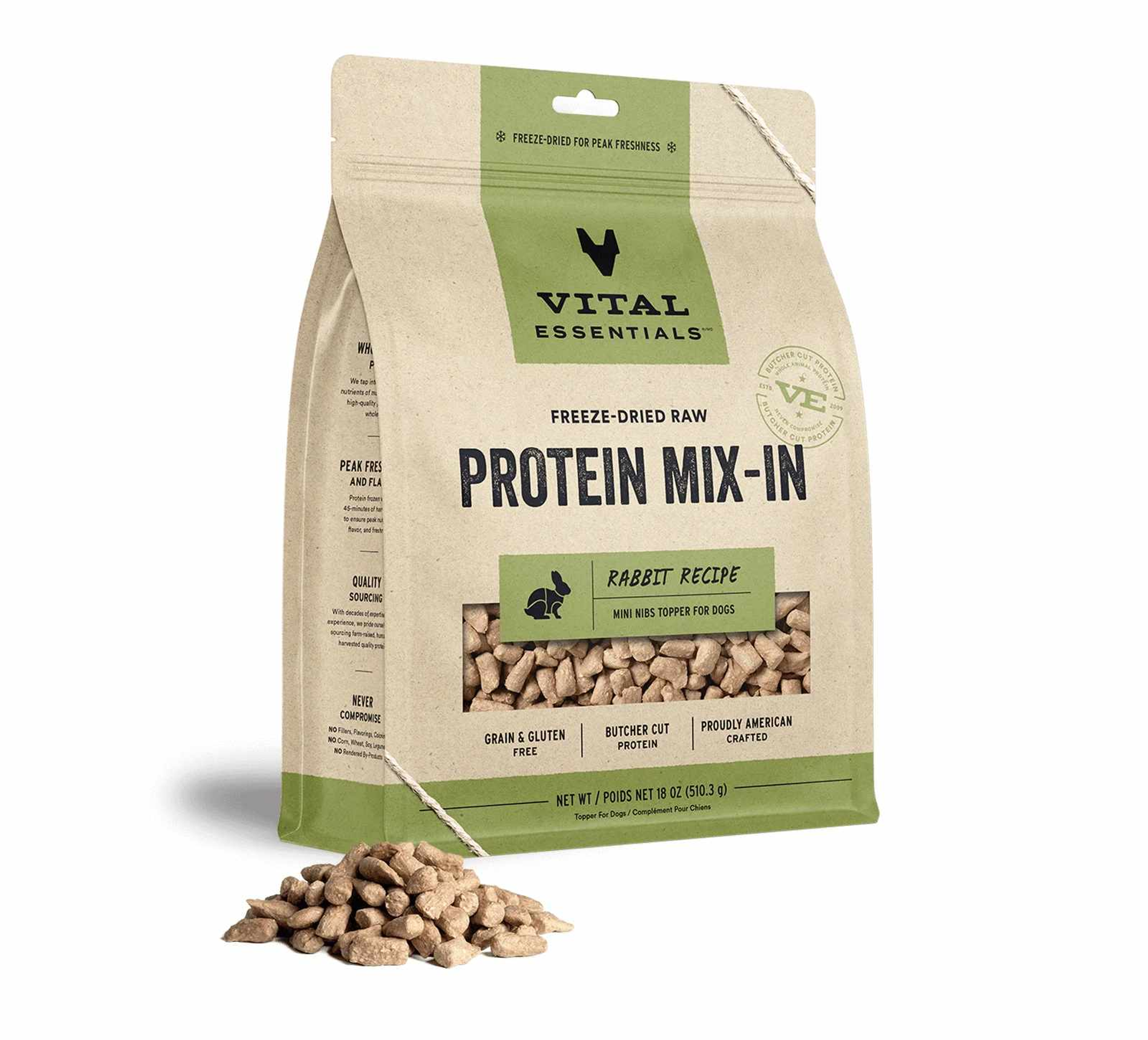Vital Essentials(R) Freeze-Dried Raw Rabbit Protein Mix-In Meal Topper for Dogs, Image 1