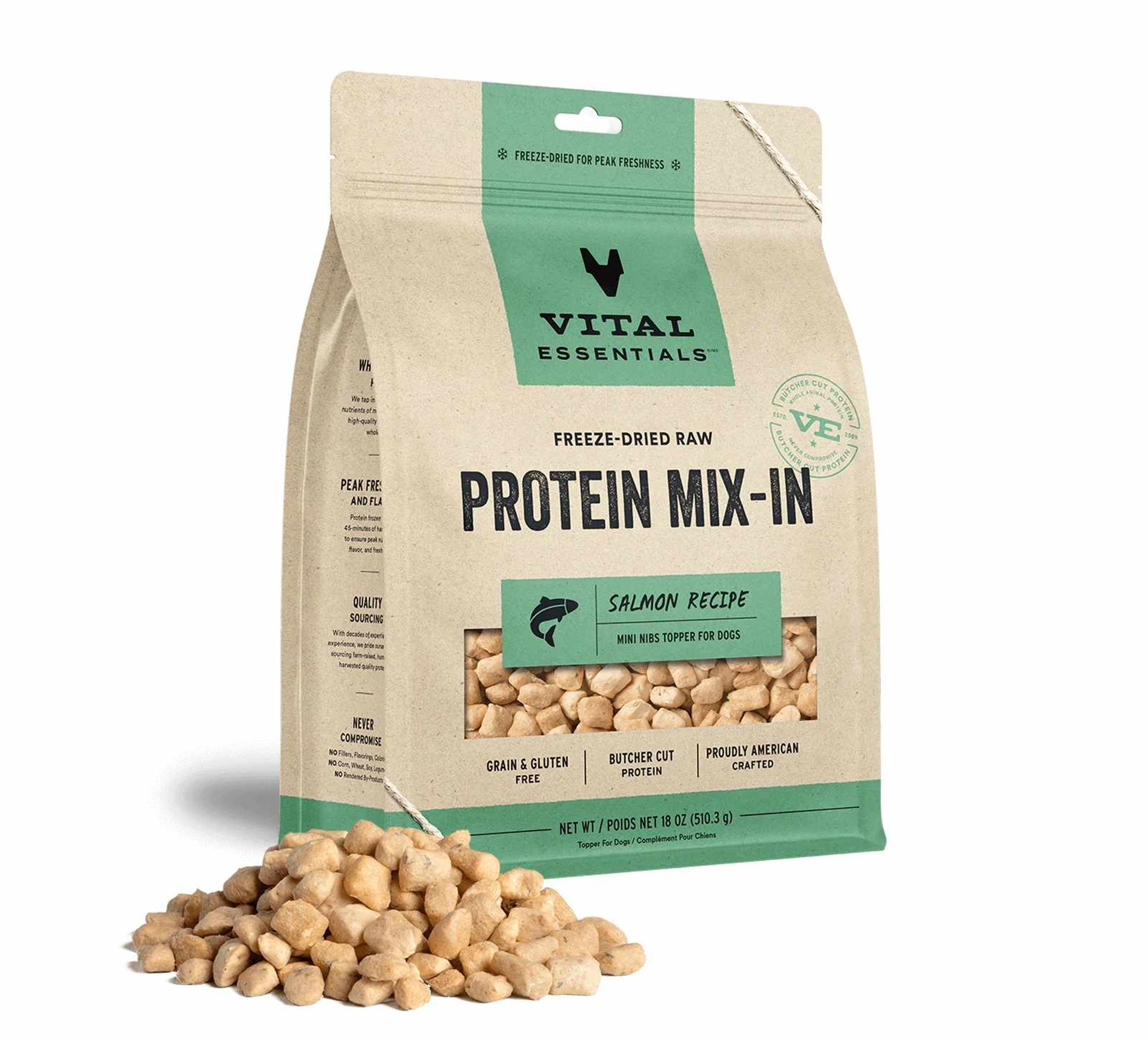Vital Essentials(R) Freeze-Dried Raw Salmon Protein Mix-In Meal Topper for Dogs Image 1