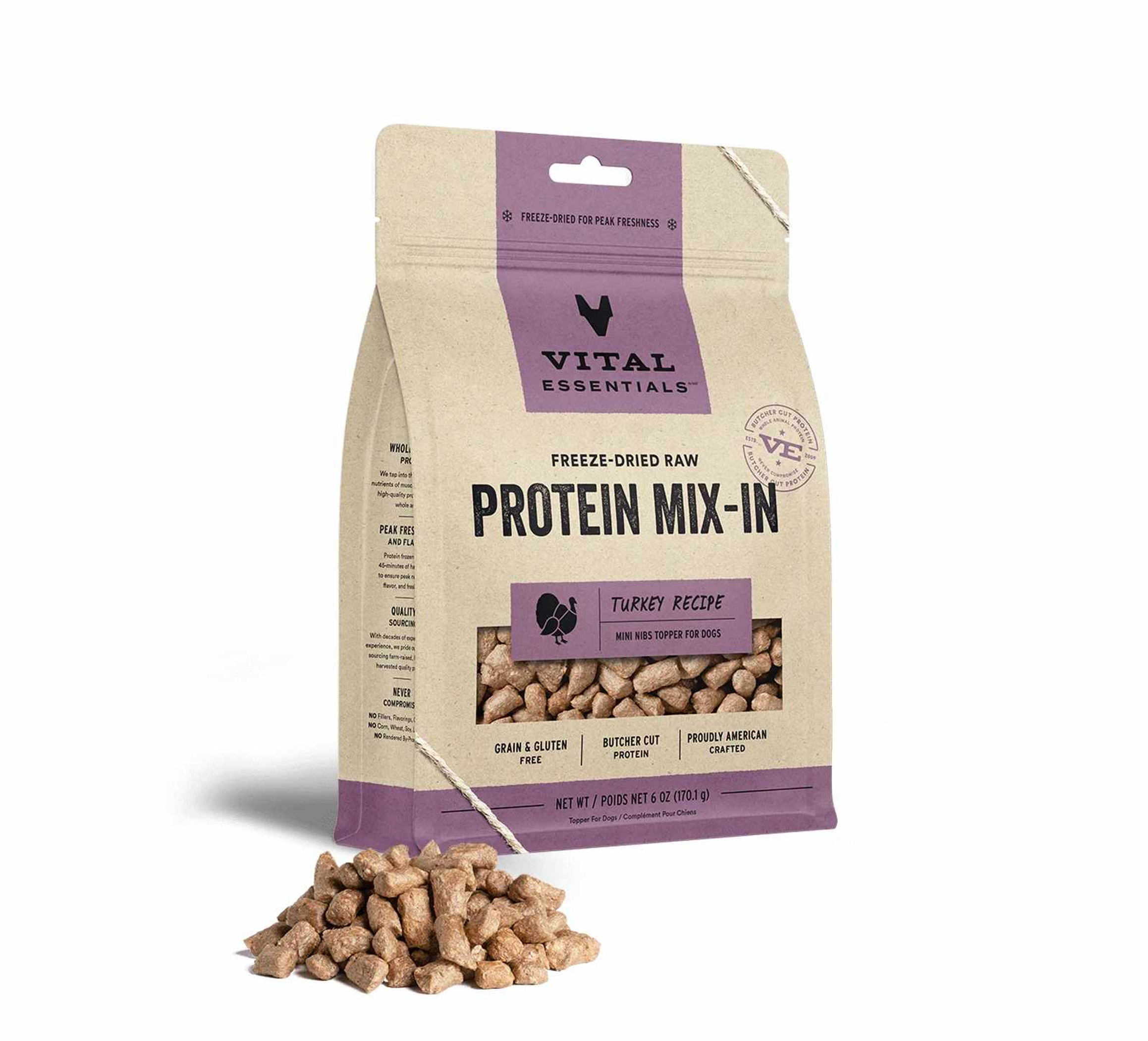 Vital Essentials(R) Freeze-Dried Raw Turkey Protein Mix-In Meal Topper for Dogs, Image 1