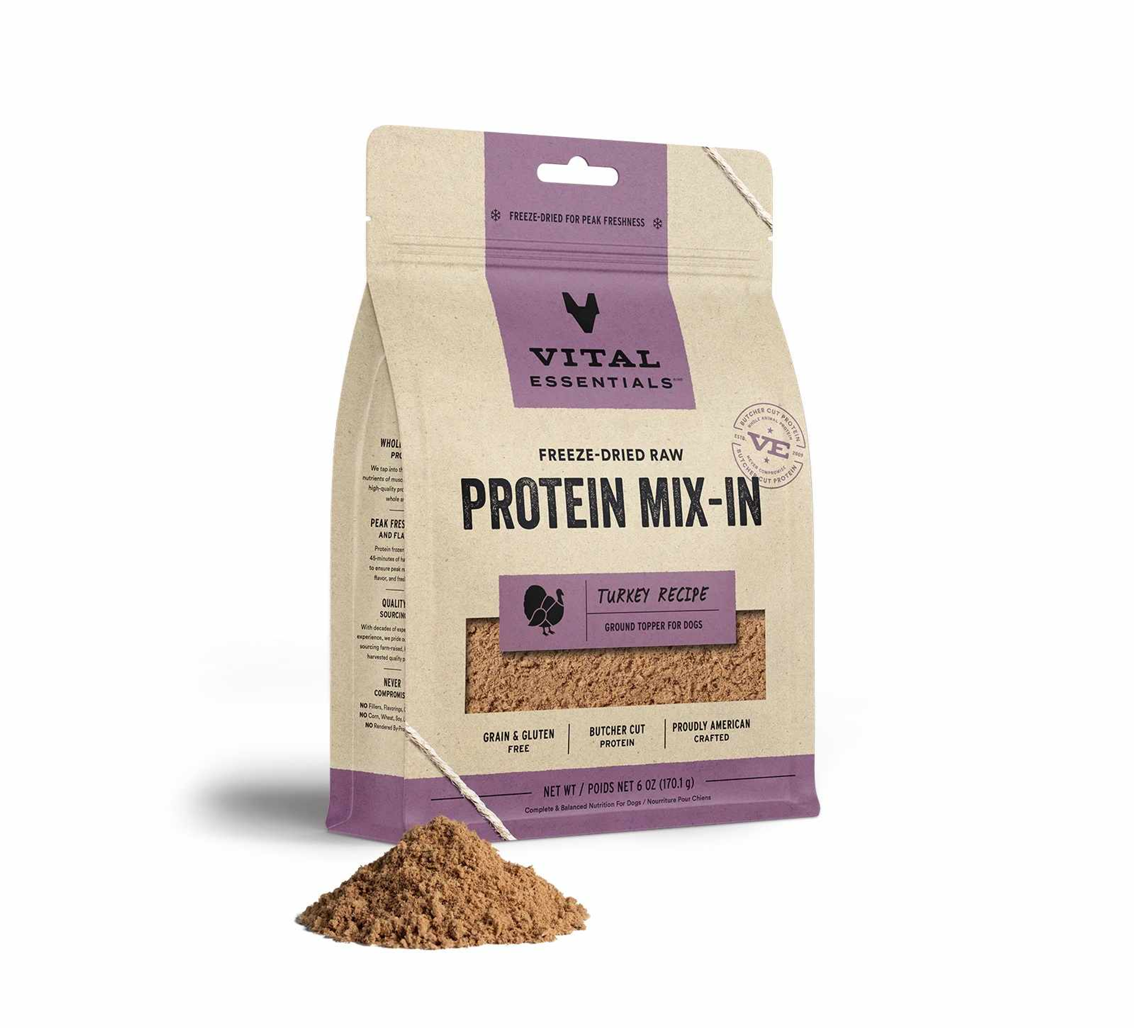 Vital Essentials(R) Freeze-Dried Raw Turkey Protein Mix-In Ground Topper for Dogs, Image 1