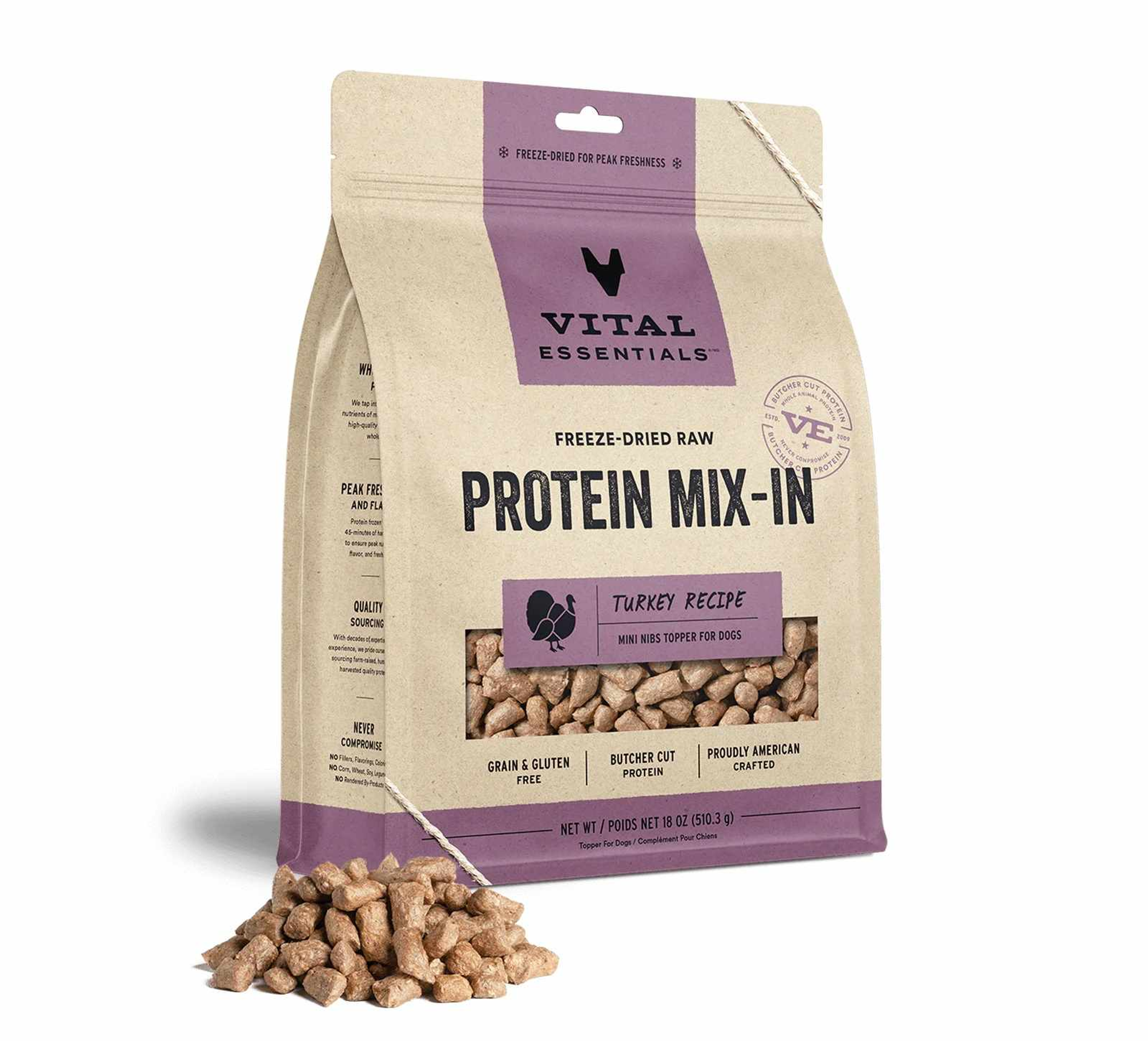 Vital Essentials(R) Freeze-Dried Raw Turkey Protein Mix-In Meal Topper for Dogs, Image 1