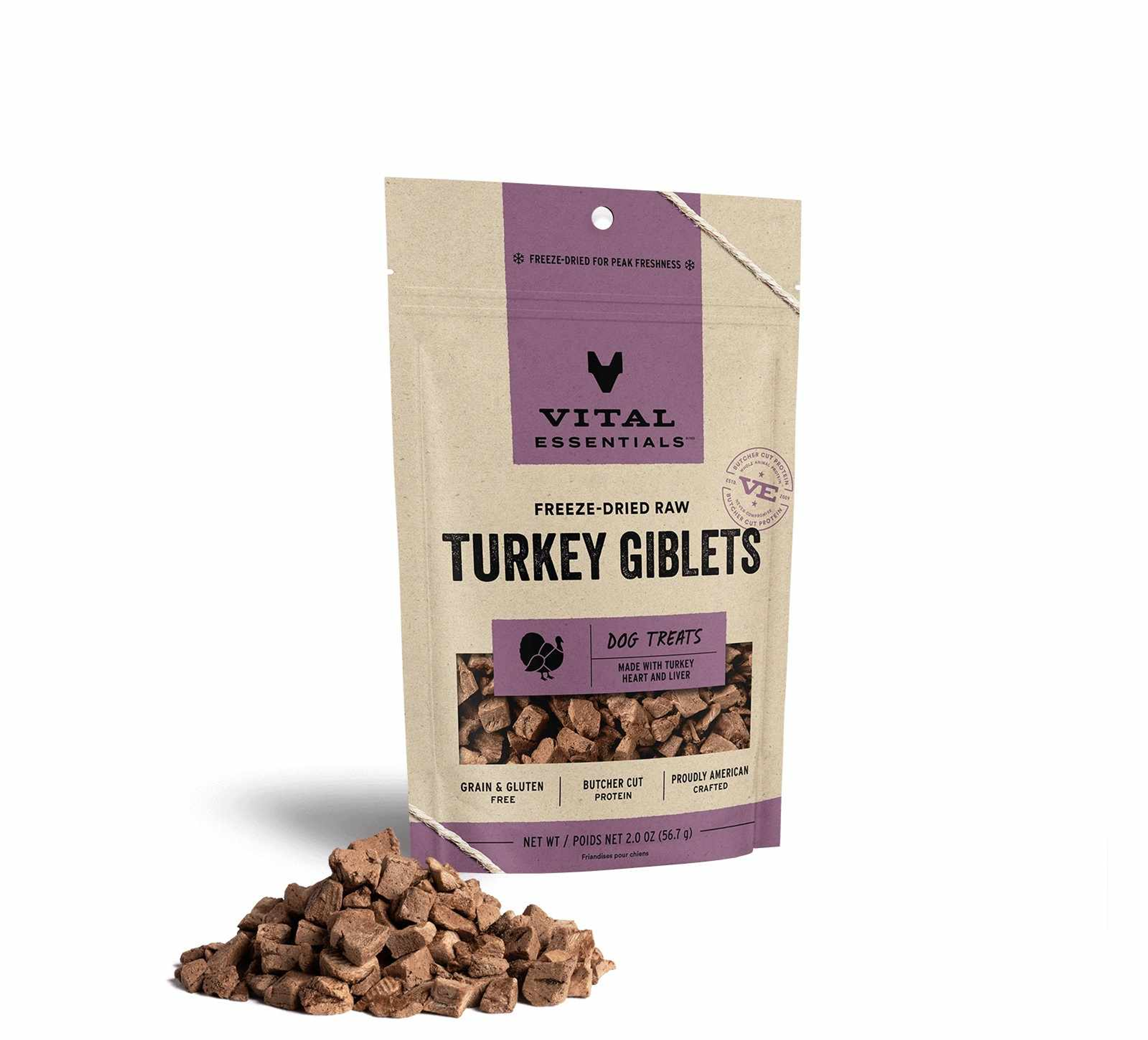 Vital Essentials(R) Freeze-Dried Raw Turkey Giblets Dog Treats, 2.0 oz Image 1