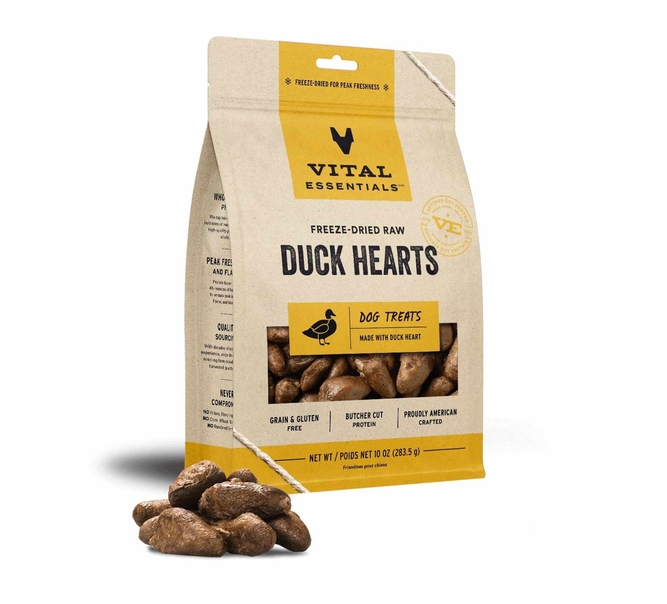 Vital Essentials(R) Freeze-Dried Raw Duck Hearts Dog Treats, 10 oz Image 1