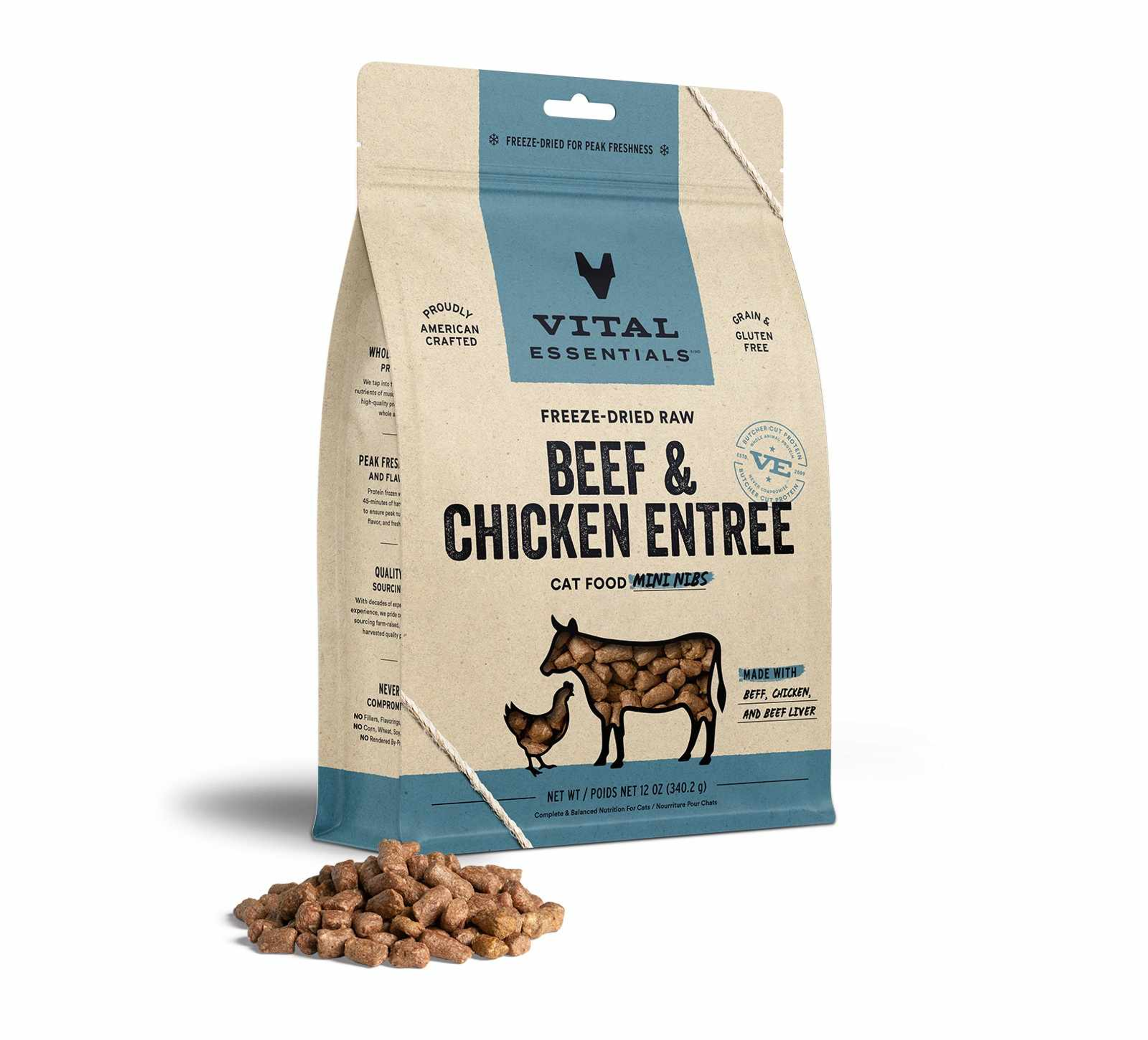 Vital Essentials(R) Freeze-Dried Raw Beef & Chicken Entree Cat Food Mini Nibs, Image 1