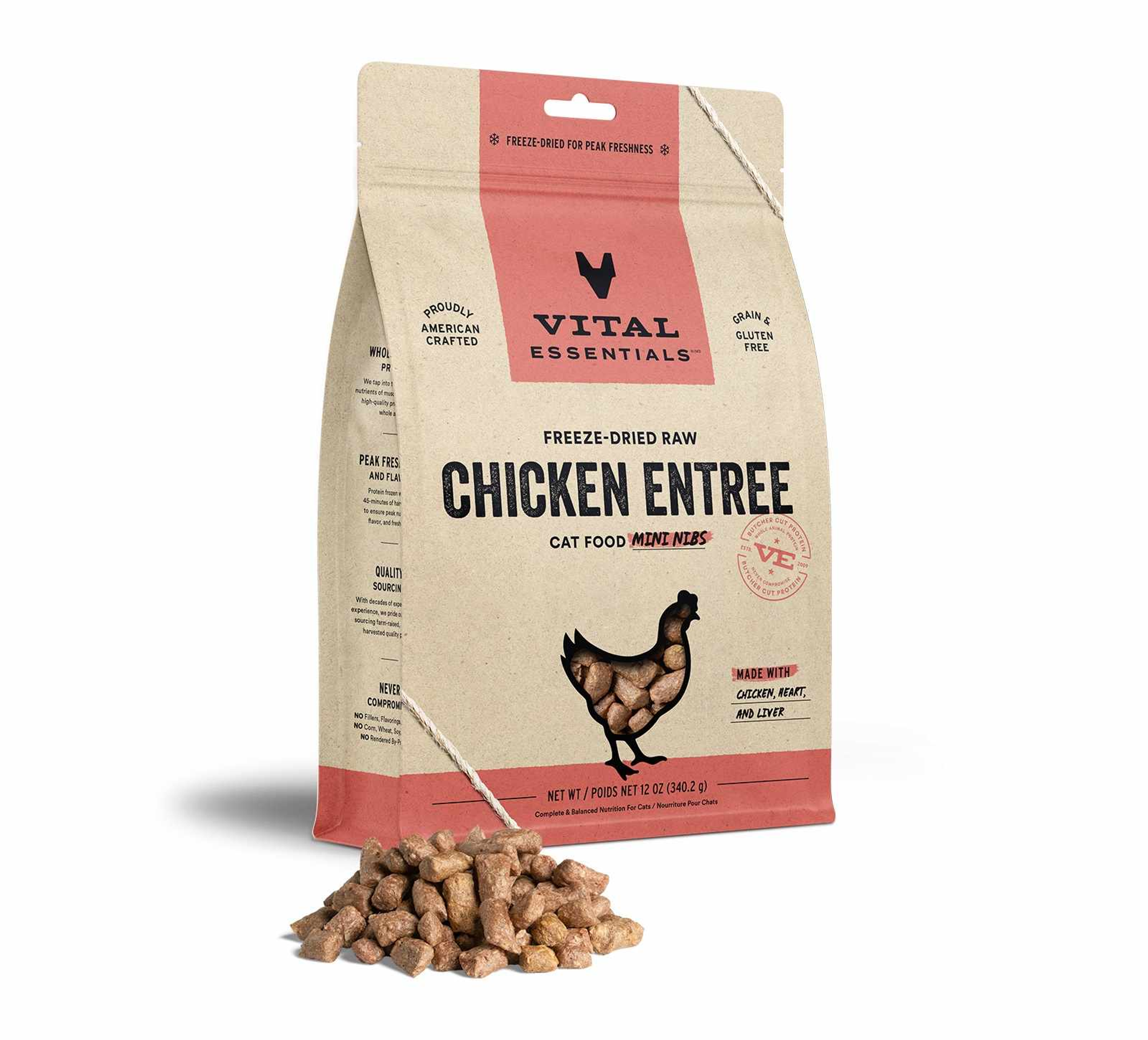 Vital Essentials(R) Freeze-Dried Raw Chicken Entree Cat Food Mini Nibs, Image 1