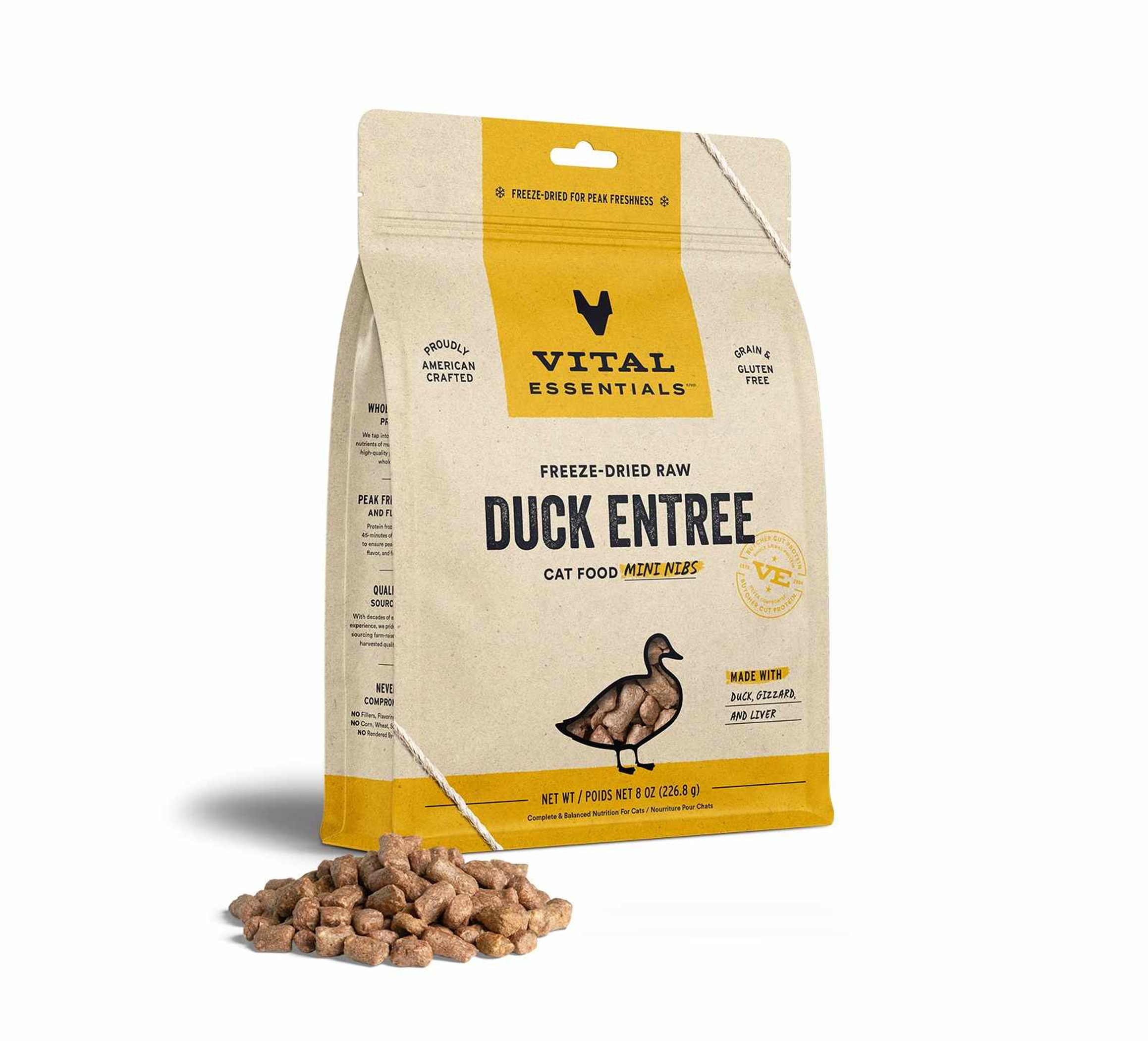 Vital Essentials(R) Freeze-Dried Raw Duck Entree Cat Food Mini Nibs, Image 1