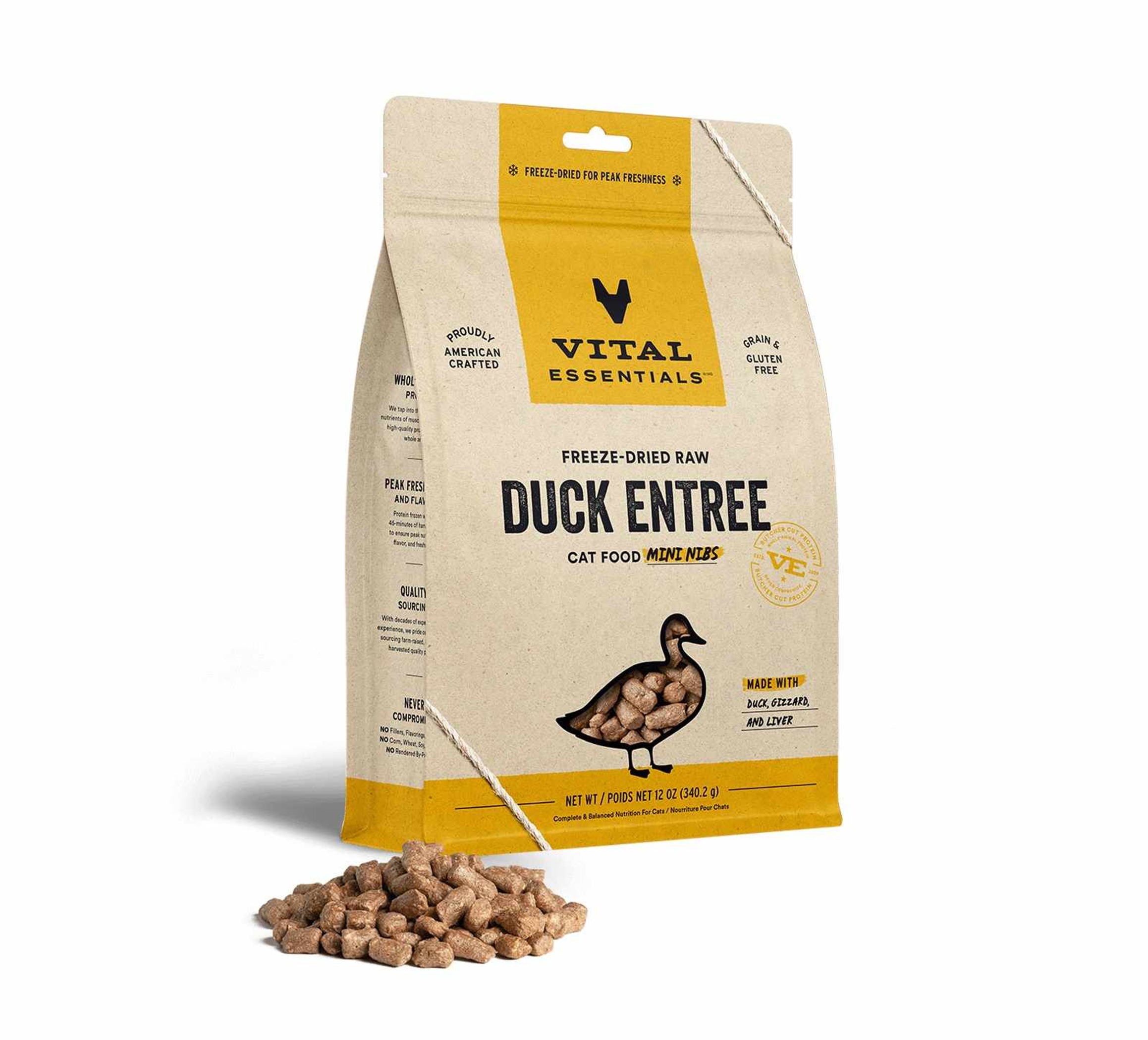 Vital Essentials(R) Freeze-Dried Raw Duck Entree Cat Food Mini Nibs, Image 1
