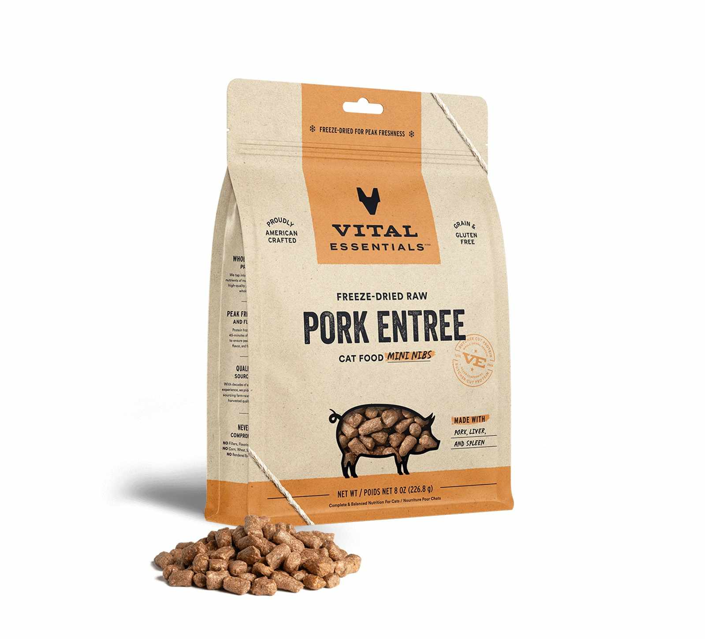 Vital Essentials(R) Freeze-Dried Raw Pork Entree Cat Food Mini Nibs Image 1