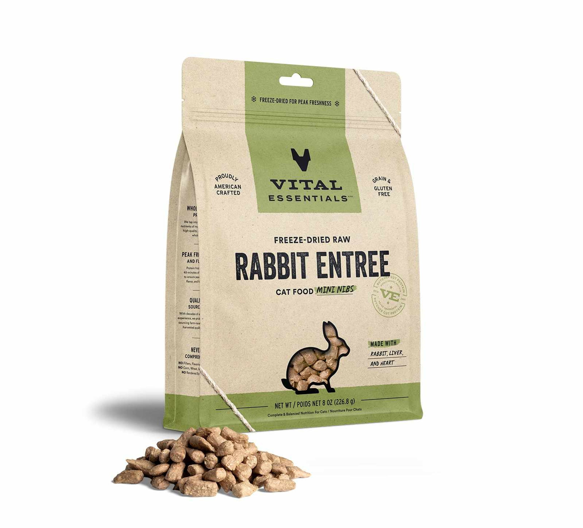 Vital Essentials(R) Freeze-Dried Raw Rabbit Entree Cat Food Mini Nibs Image 1