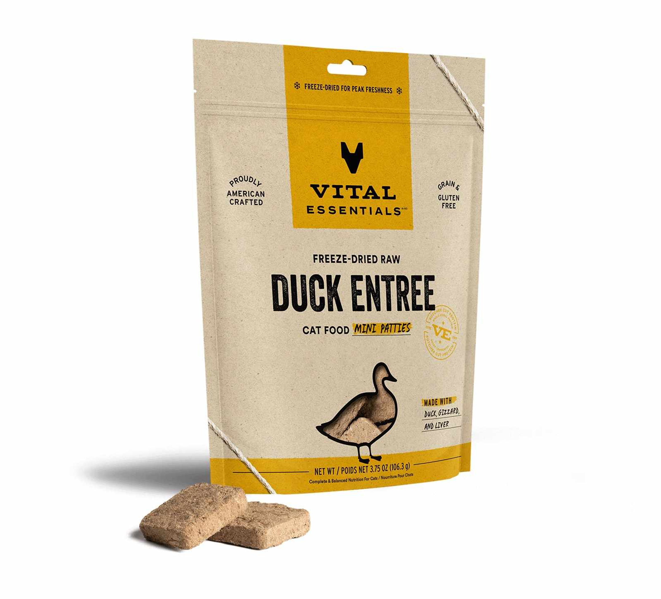 Vital Essentials(R) Freeze-Dried Raw Duck Entree Cat Food Mini Patties, Image 1