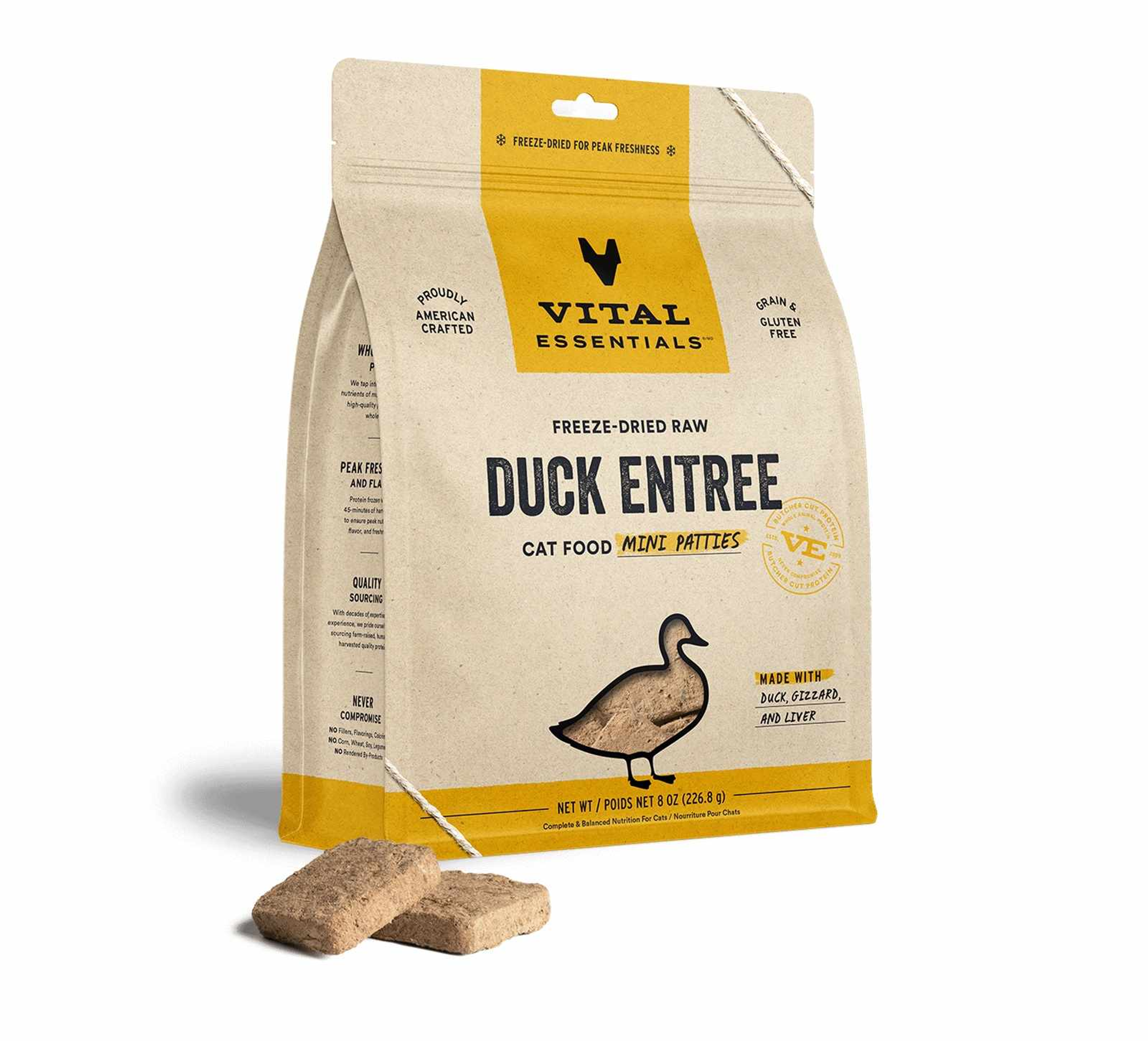 Vital Essentials(R) Freeze-Dried Raw Duck Entree Cat Food Mini Patties, Image 1