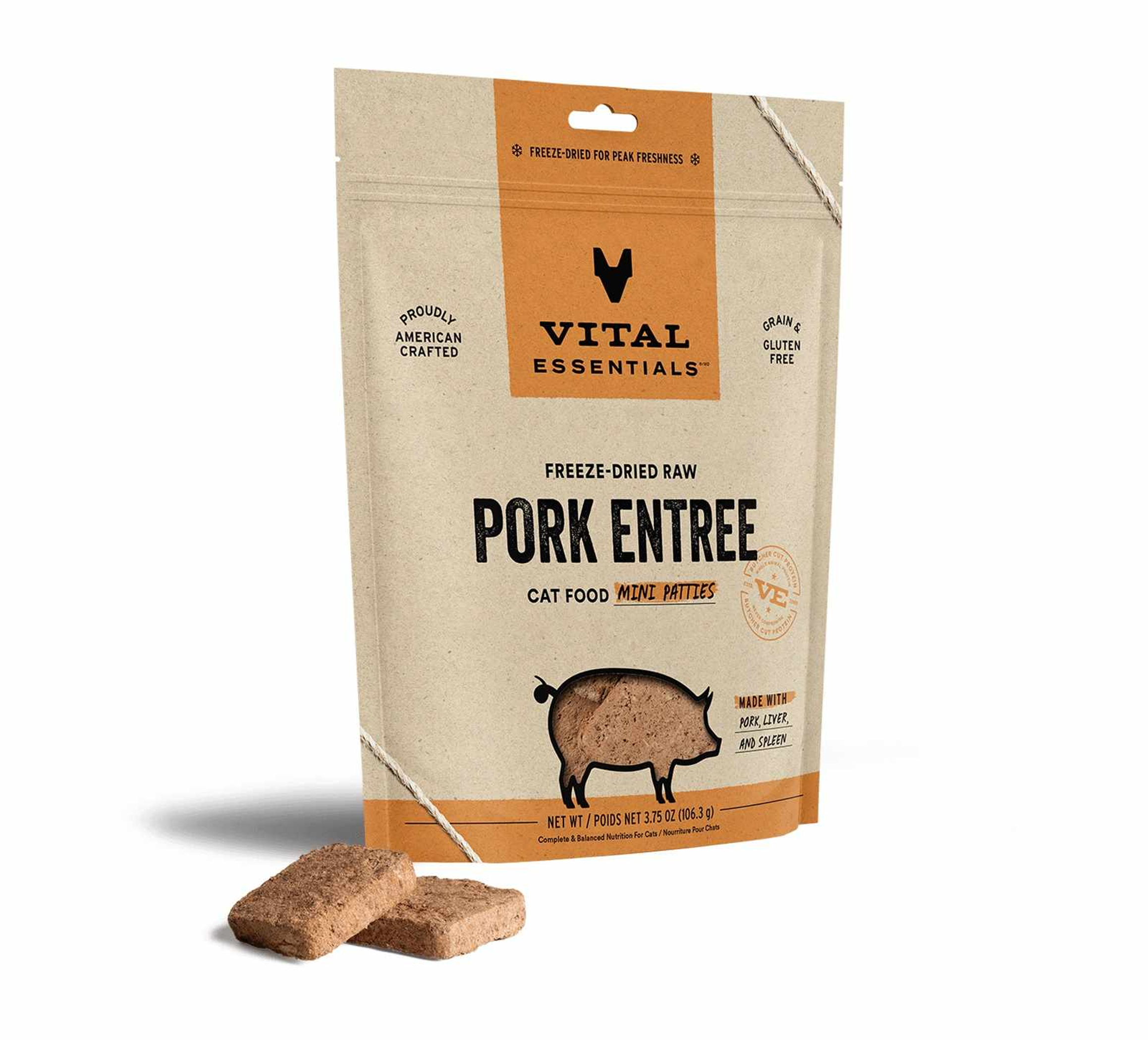 Vital Essentials(R) Freeze-Dried Raw Pork Entree Cat Food Mini Patties Image 1