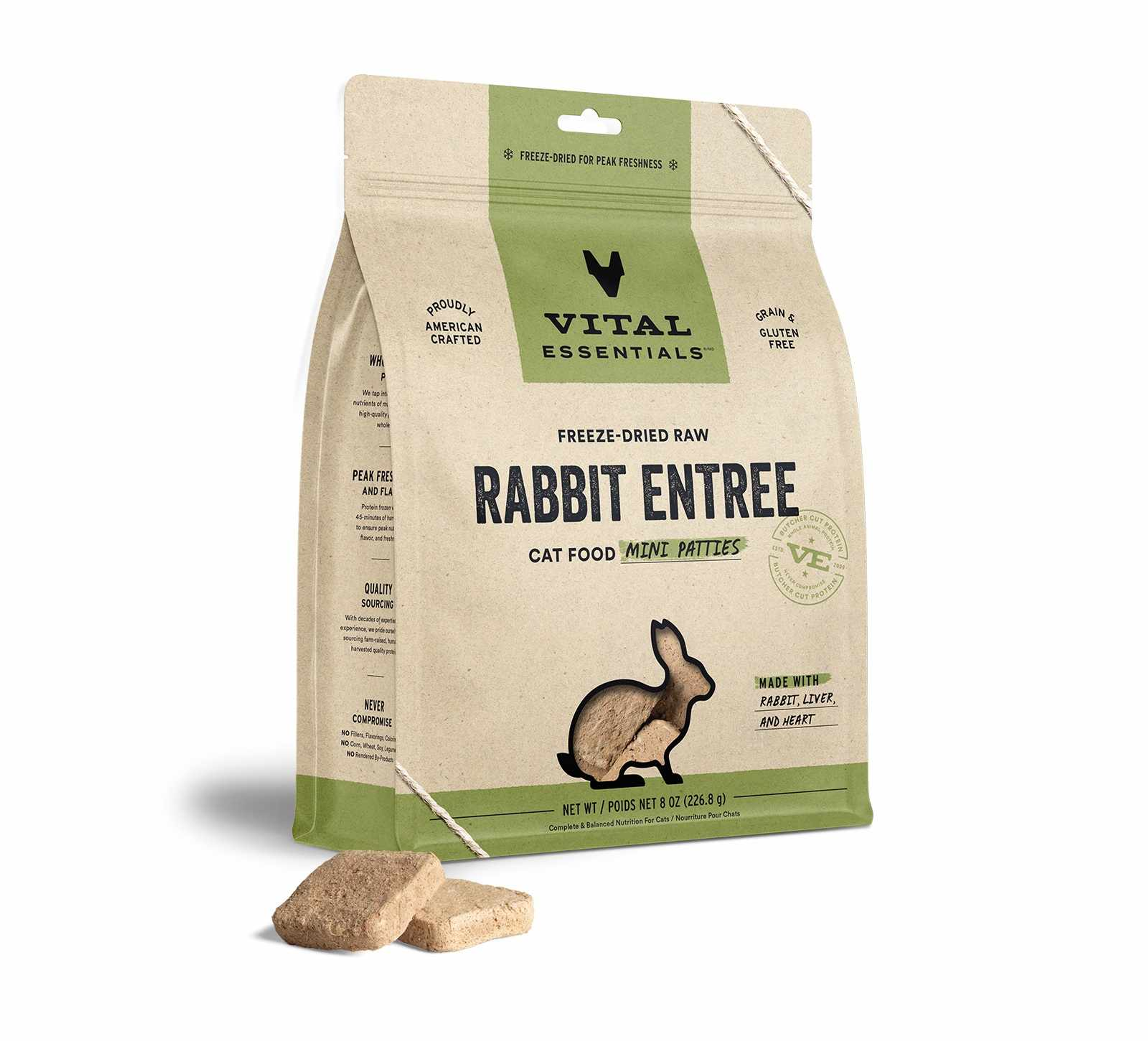 Vital Essentials(R) Freeze-Dried Raw Rabbit Entree Cat Food Mini Patties Image 1