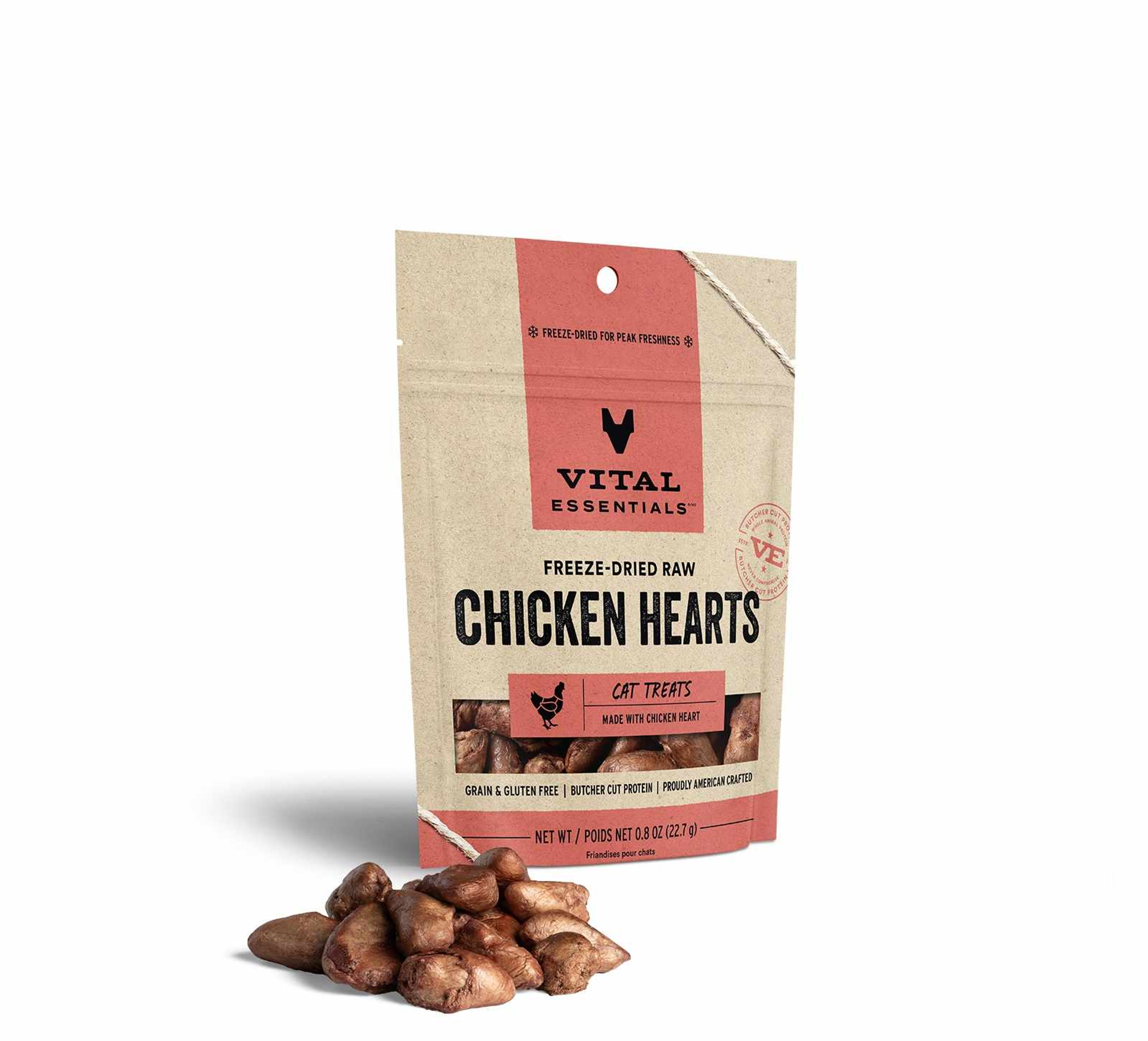 Vital Essentials(R) Freeze-Dried Chicken Hearts Cat Treats, 0.8 oz Image 1