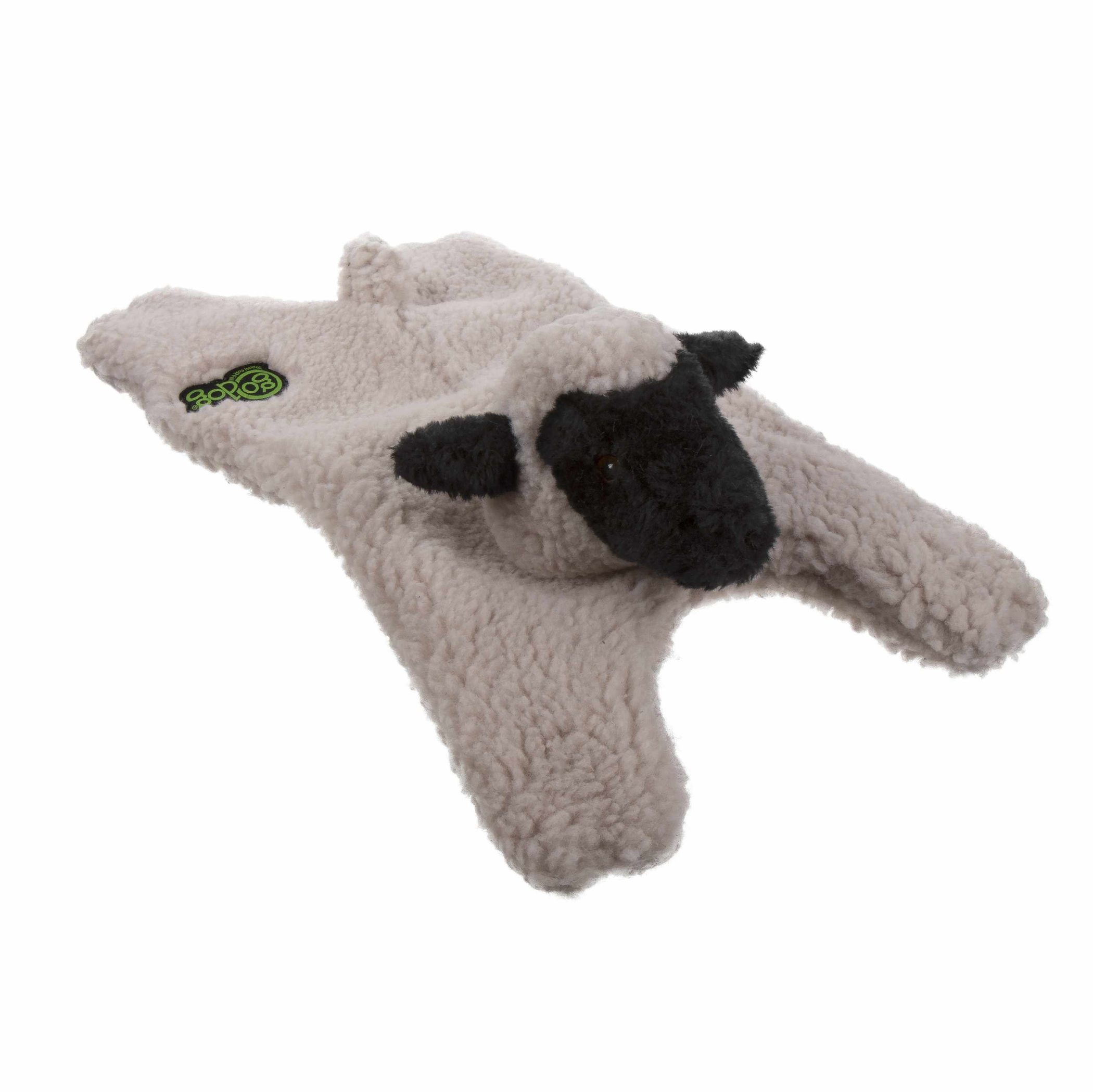 goDog Barnyard Buddies Lamb Squeaky Plush Flattie Dog Toy Image 1