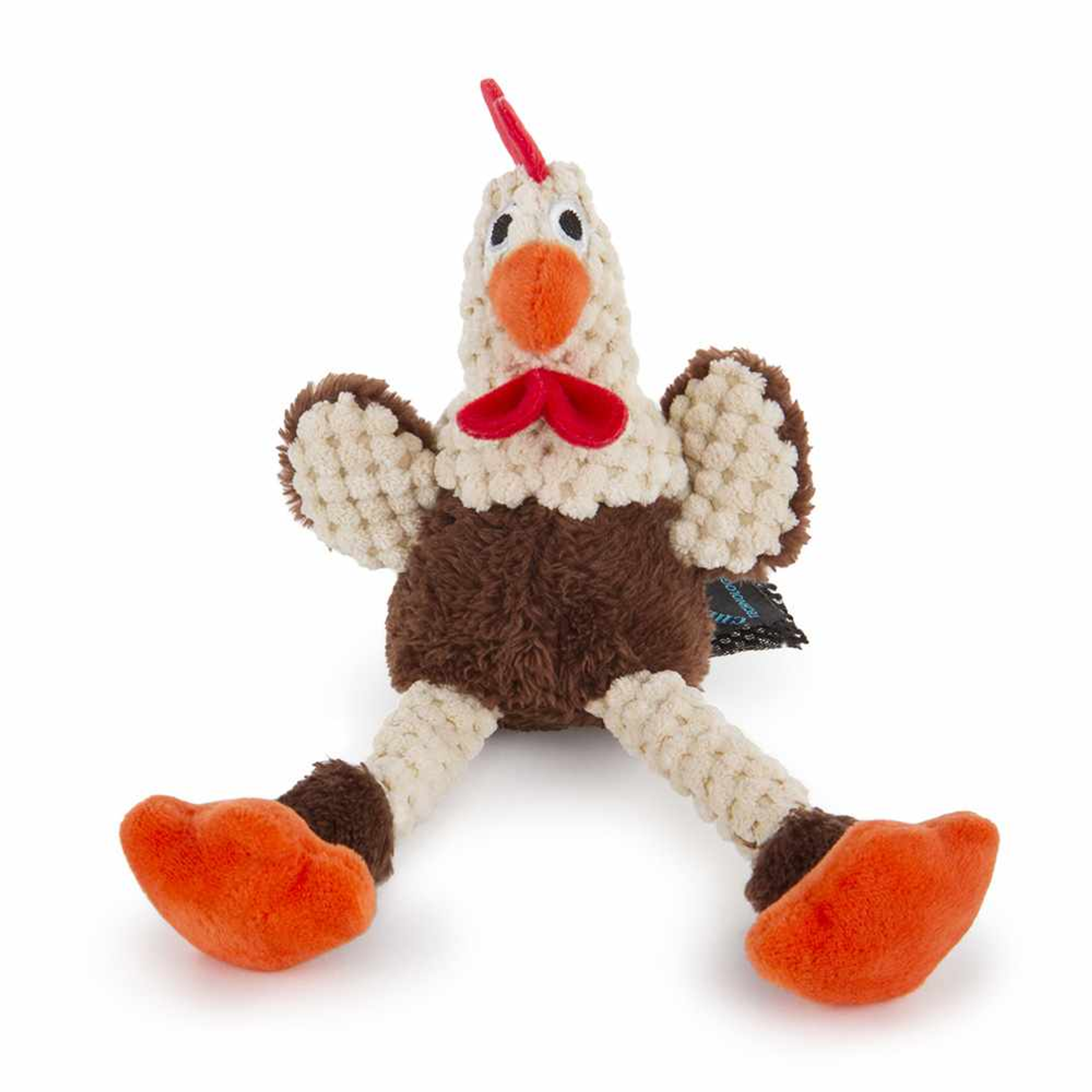 goDog Just For Me Skinny Brown Rooster w/Chew Guard Plush Dog Toy Image 1