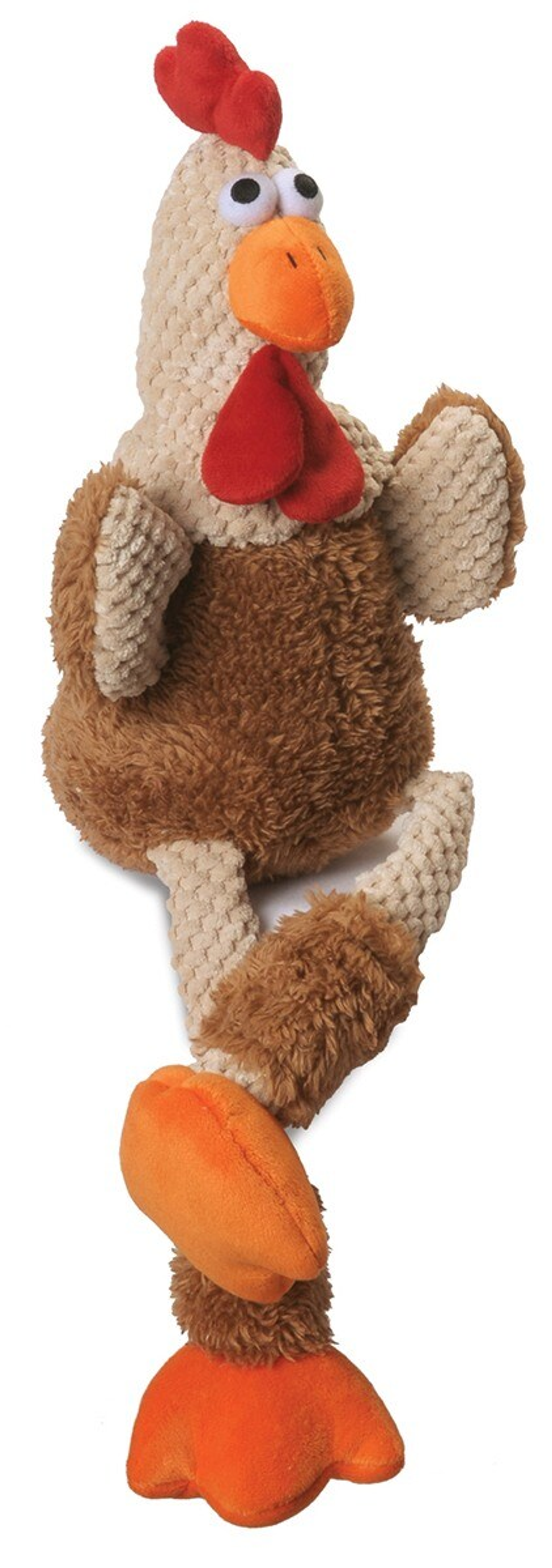 goDog Checkers Skinny Rooster Brown w/Chew Guard Plush Dog Toy Image 1