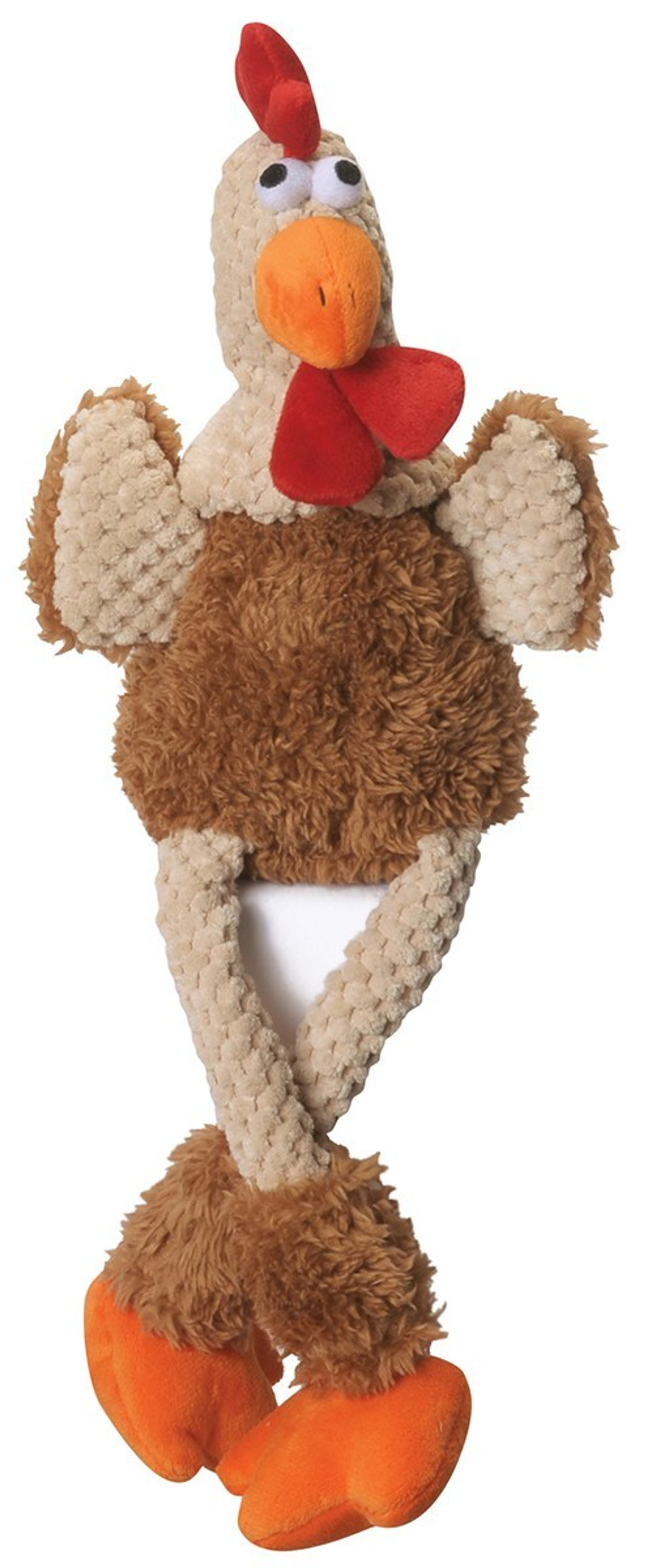 goDog Checkers Skinny Rooster Brown w/Chew Guard Plush Dog Toy Image 1