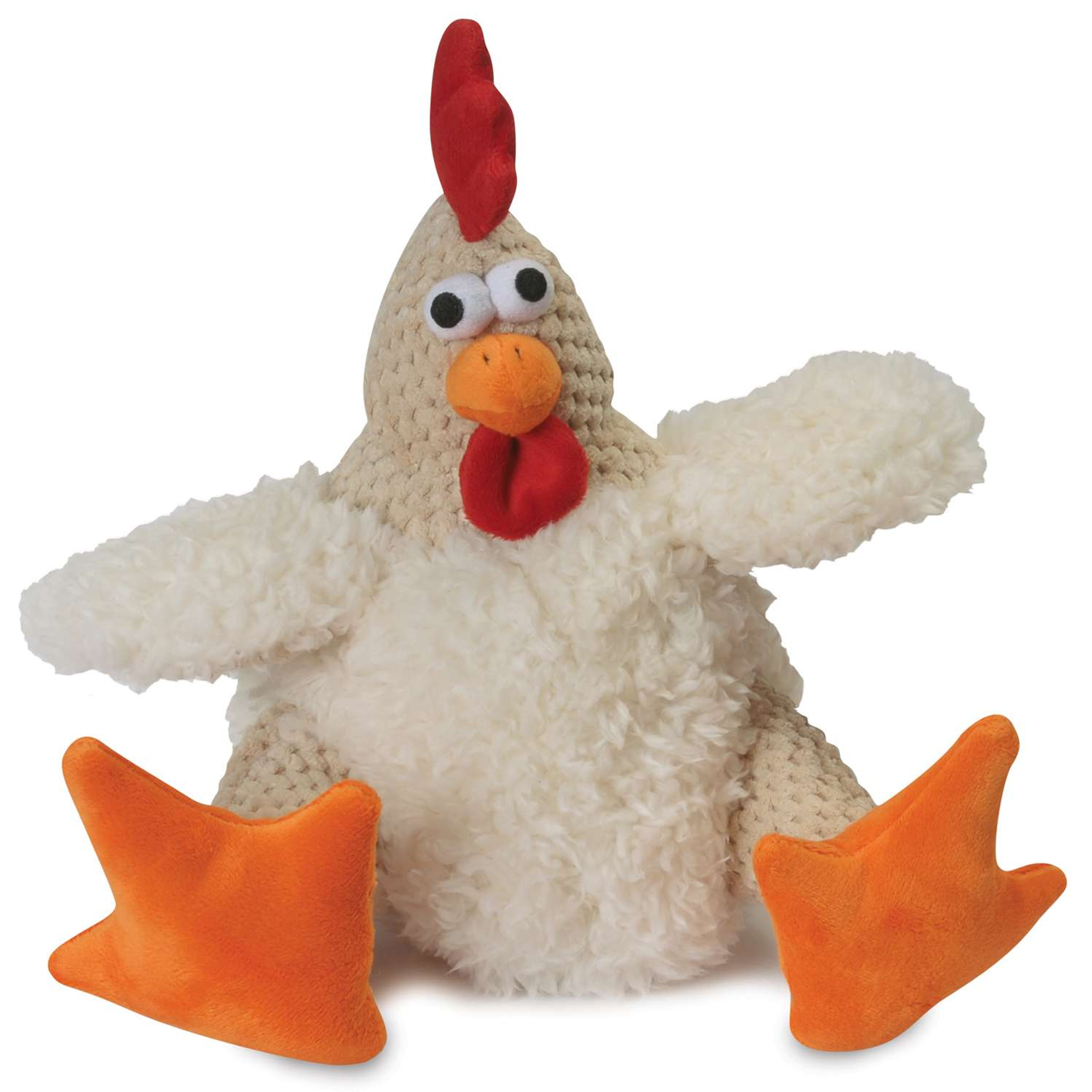goDog Checkers Fat Rooster White w/Chew Guard Plush Dog Toy Image 1