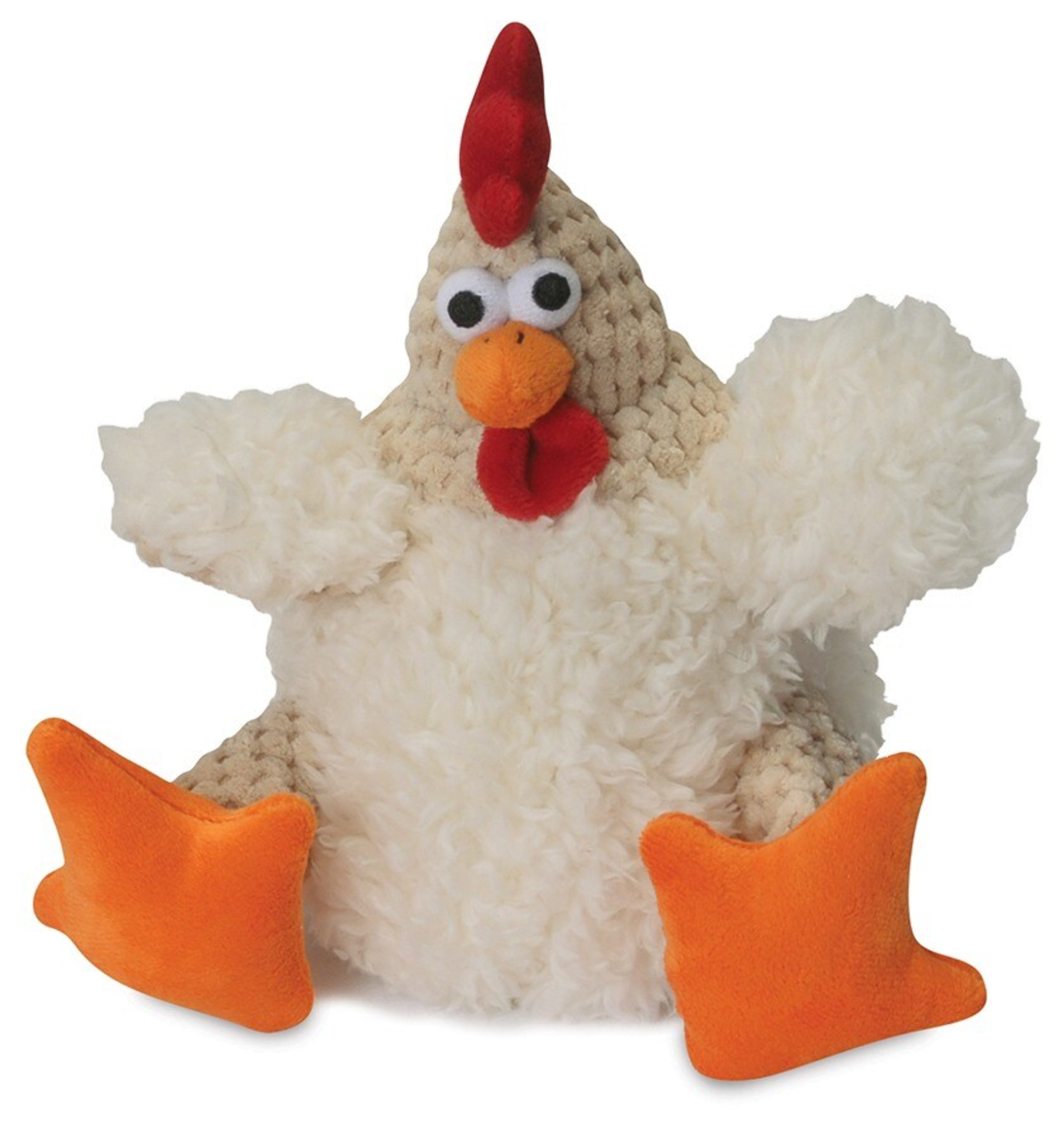goDog Checkers Fat Rooster White w/Chew Guard Plush Dog Toy Image 1