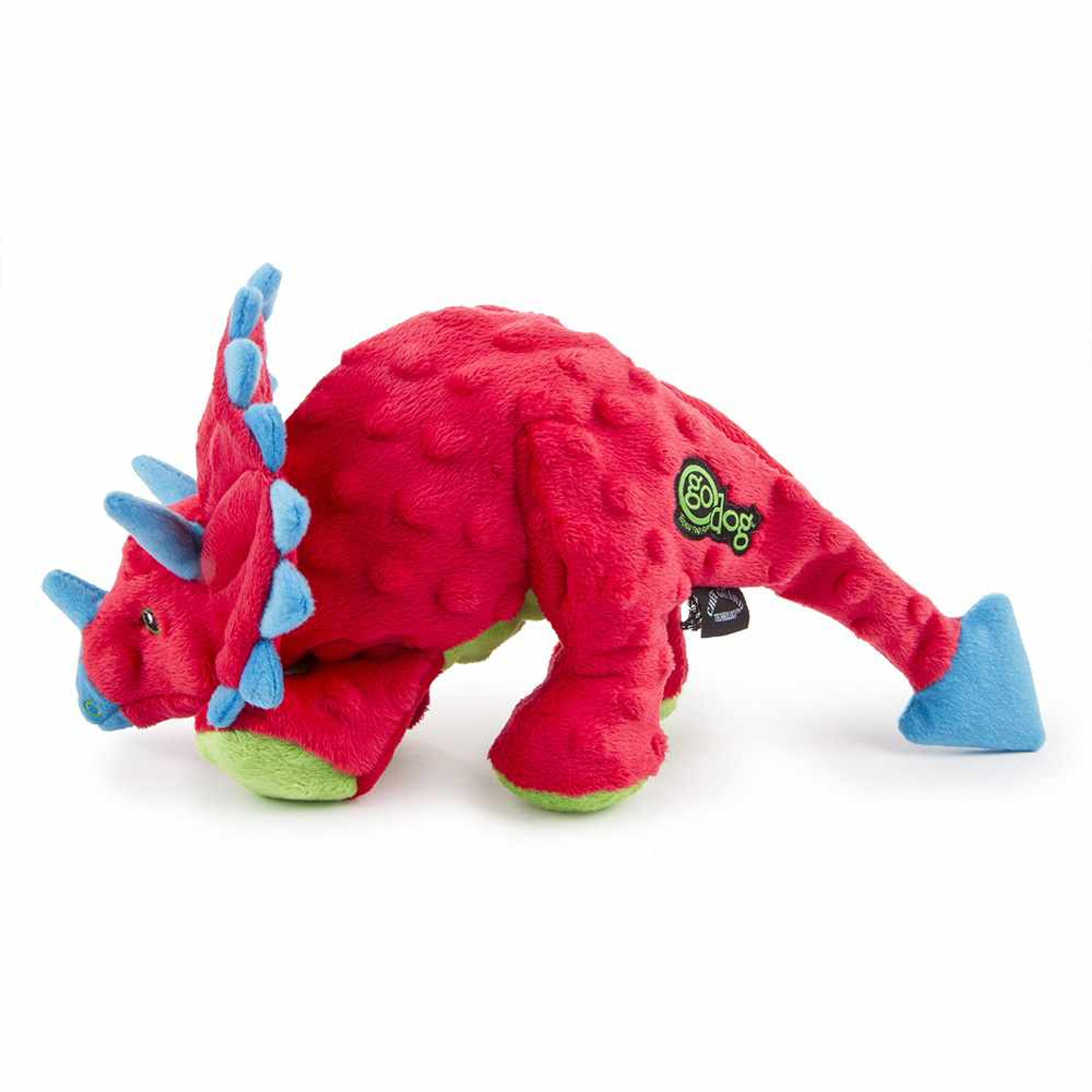 goDog Dino Triceratops w/Chew Guard Plush Dog Toy Red Image 1