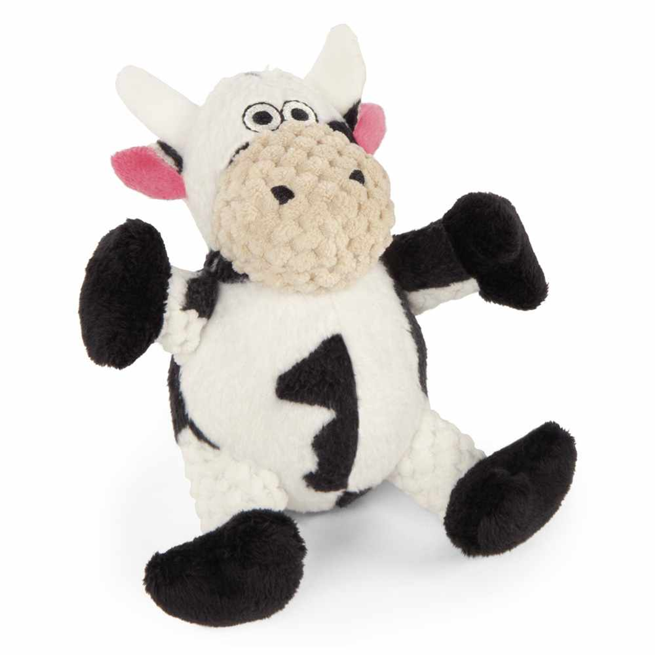 goDog Just For Me Checkers Sitting Cow w/Chew Guard Plush Dog Toy Image 1