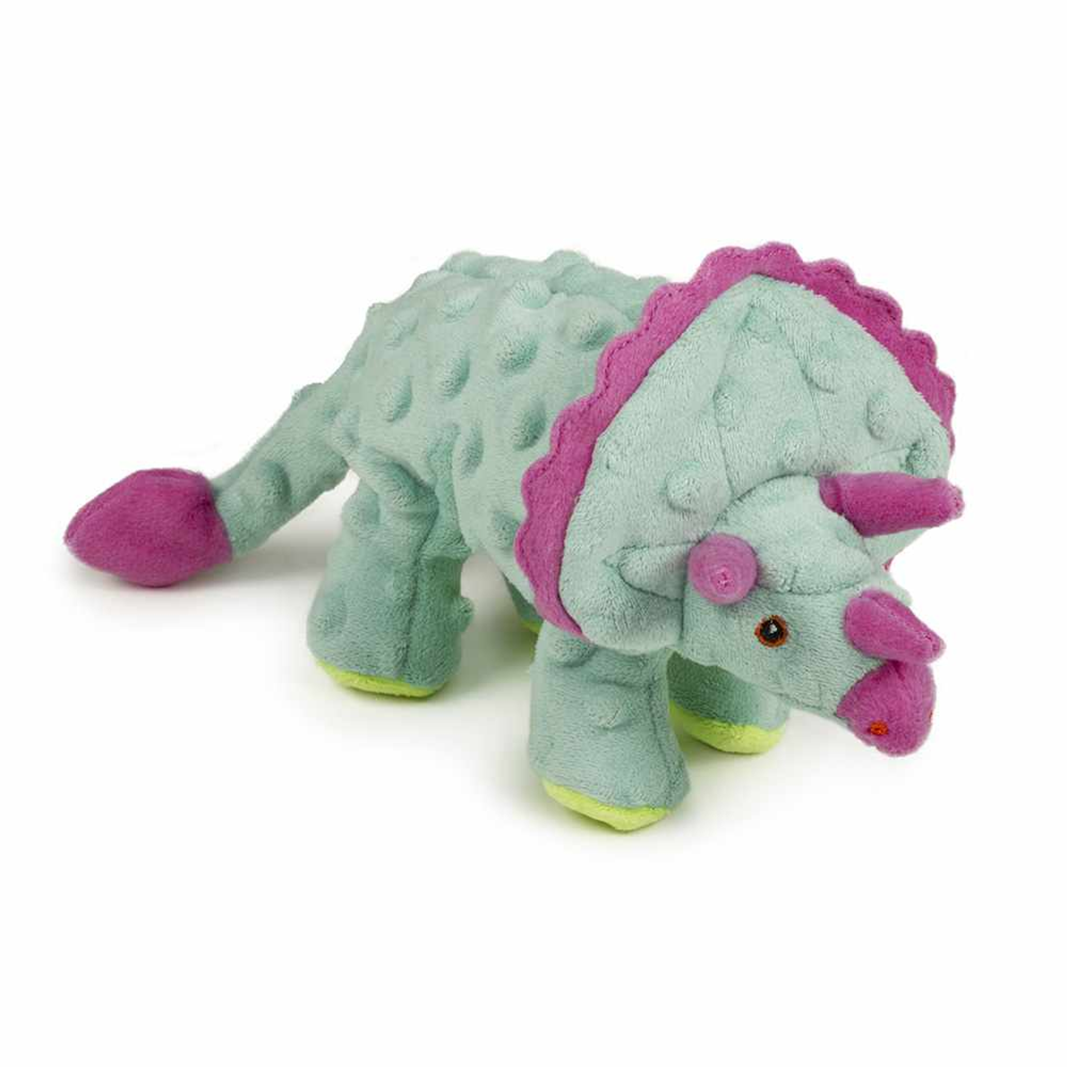 goDog Dino Triceratops w/Chew Guard Teal Plush Dog Toy Image 1
