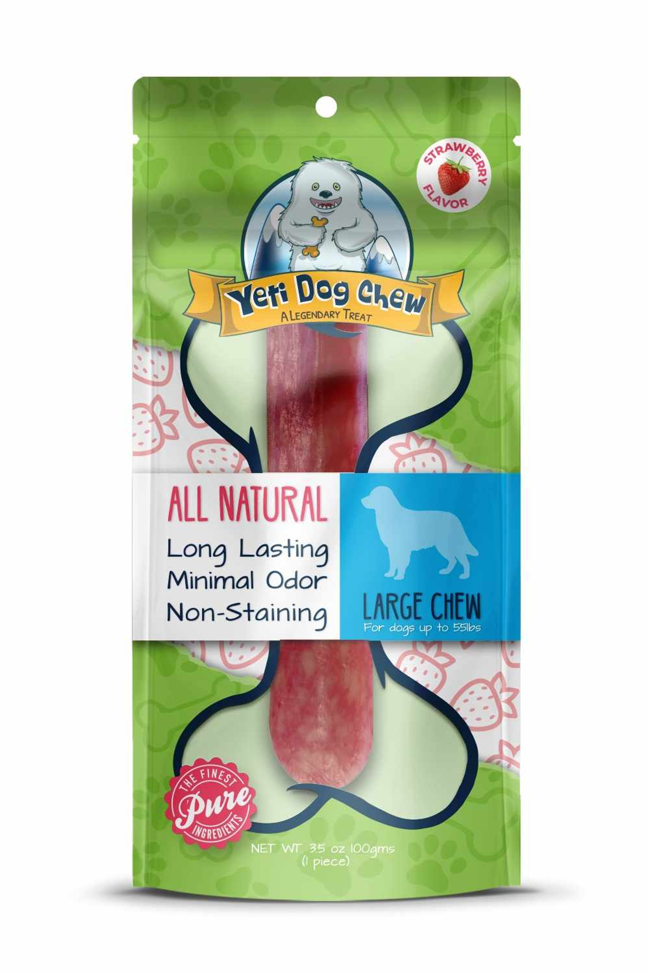 Yeti Dog Chews Strawberry Large Chews 1 piece 3.5oz Image 1