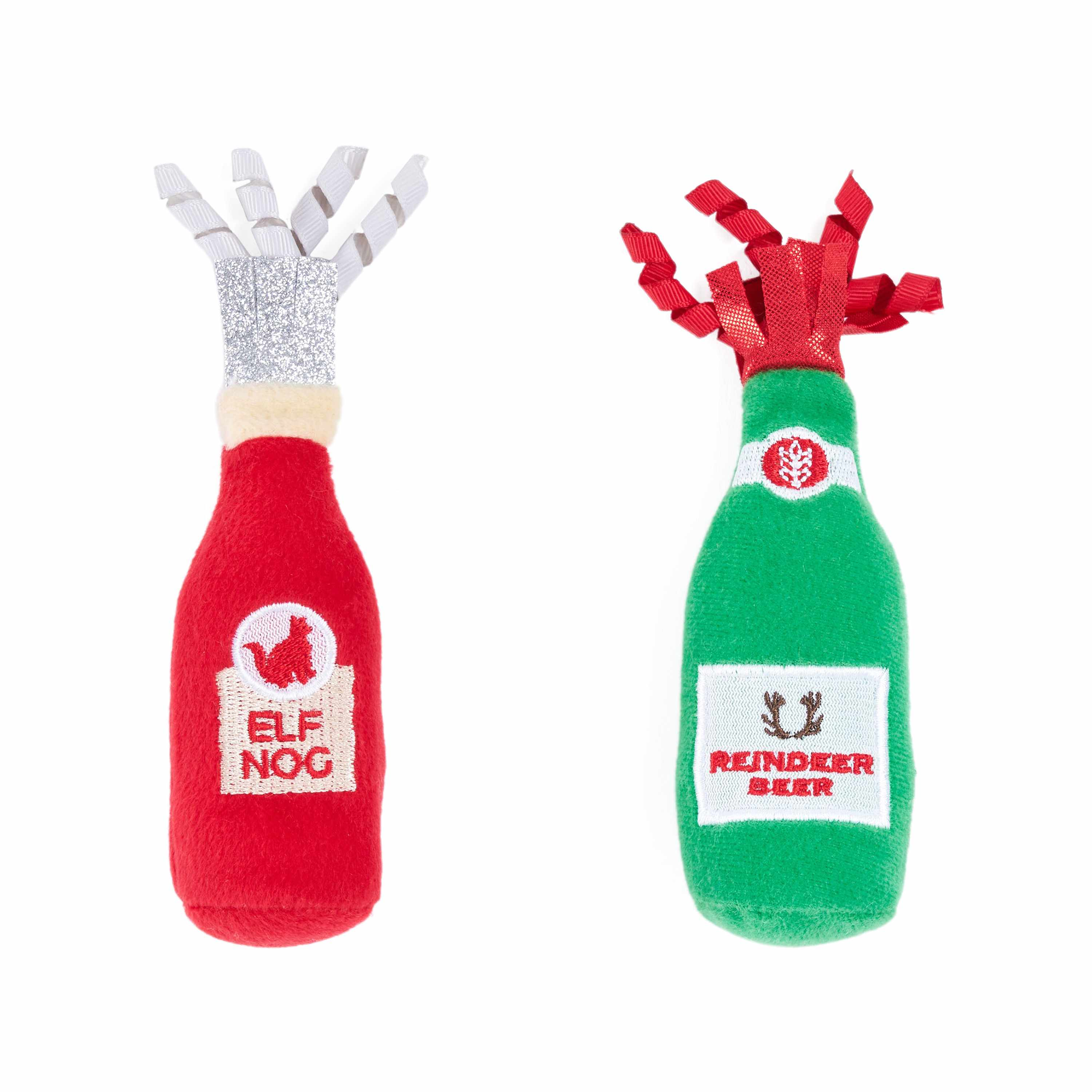 ZippyClaws Holiday Catnip Crusherz Reindeer Beer & Elf Nog Cat Toy 2pk Image 1