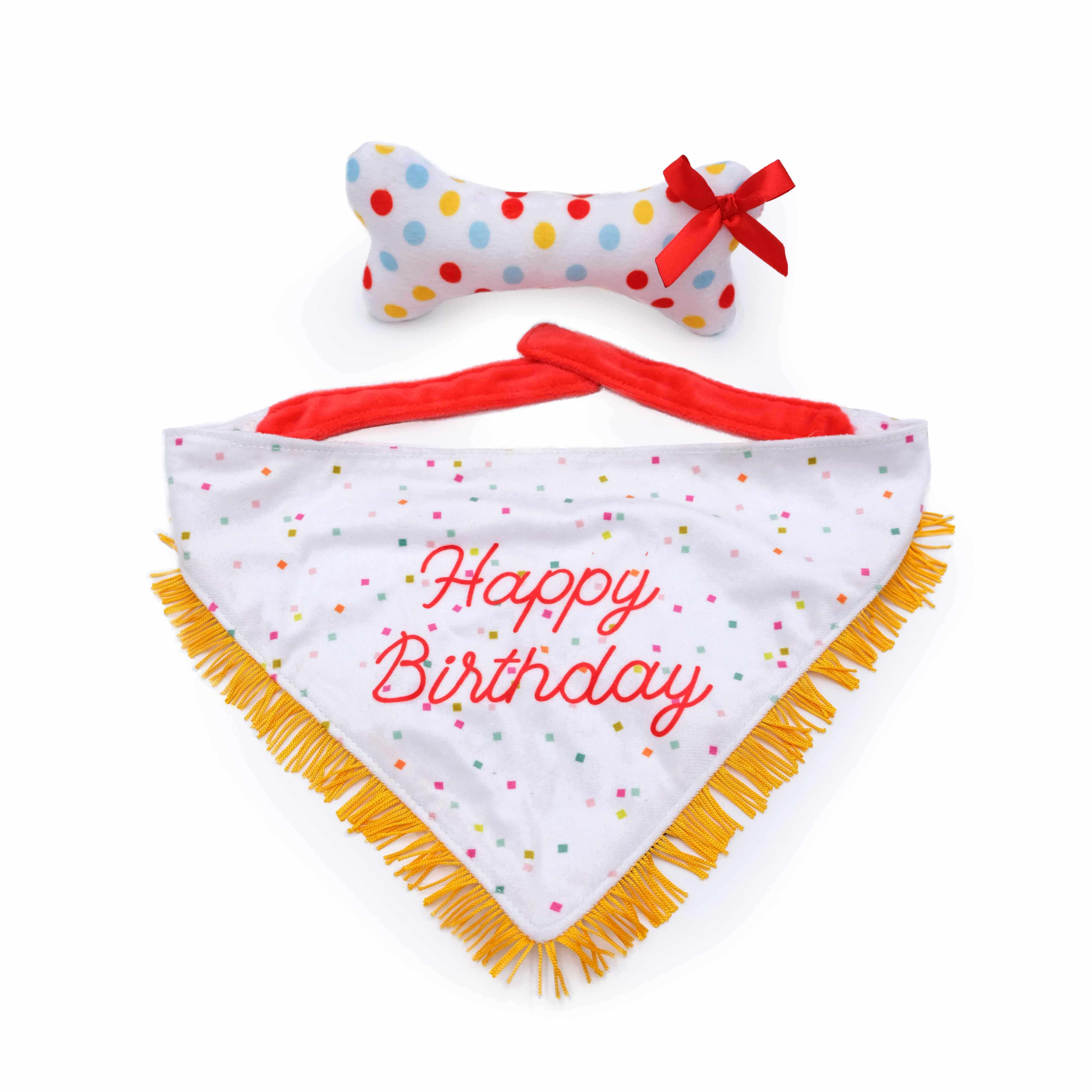ZippyPaws Birthday Bandana and Bone 2-Pack Image 1