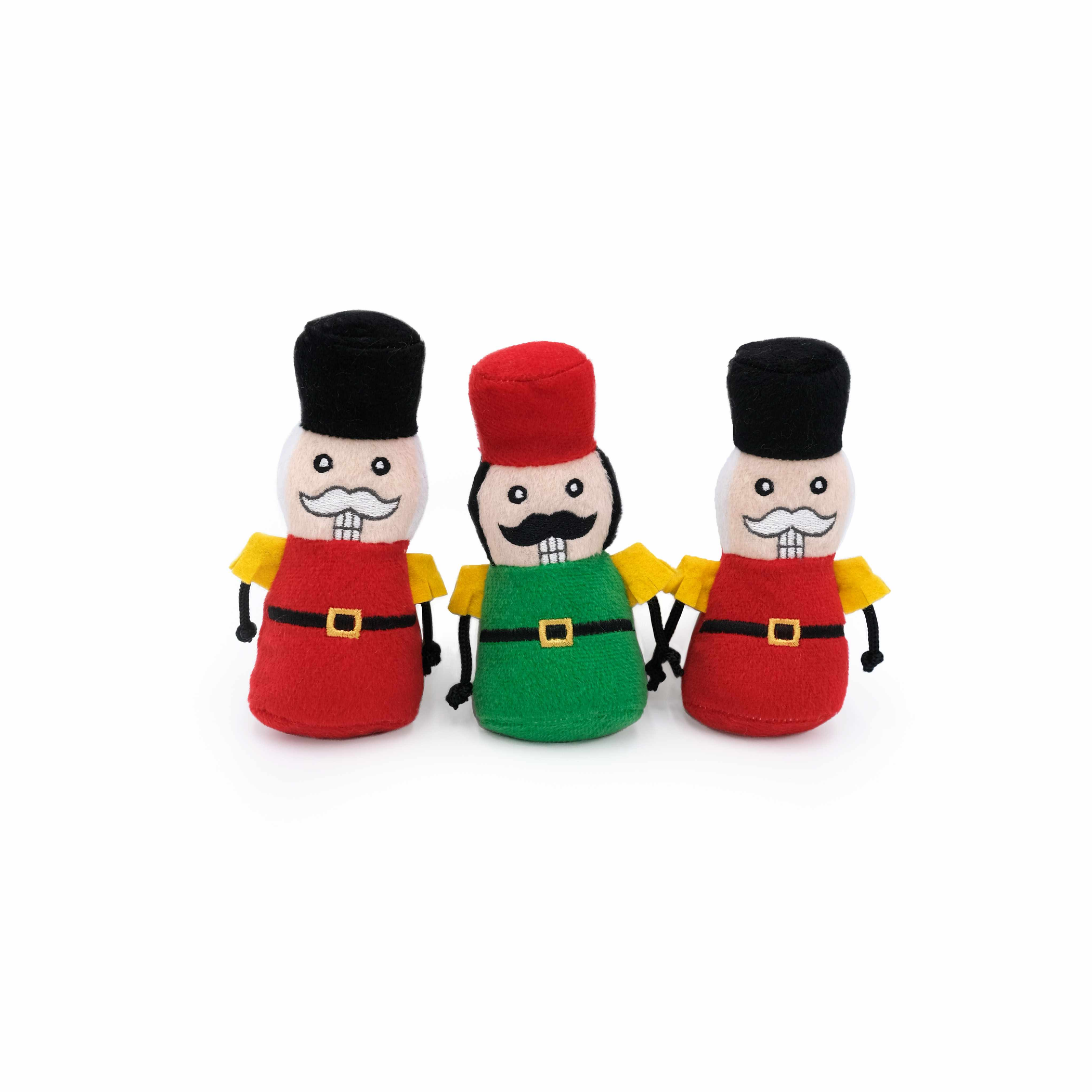 ZippyPaws Holiday Miniz Nutcrackers Plush Dog Toy 3pk Image 1