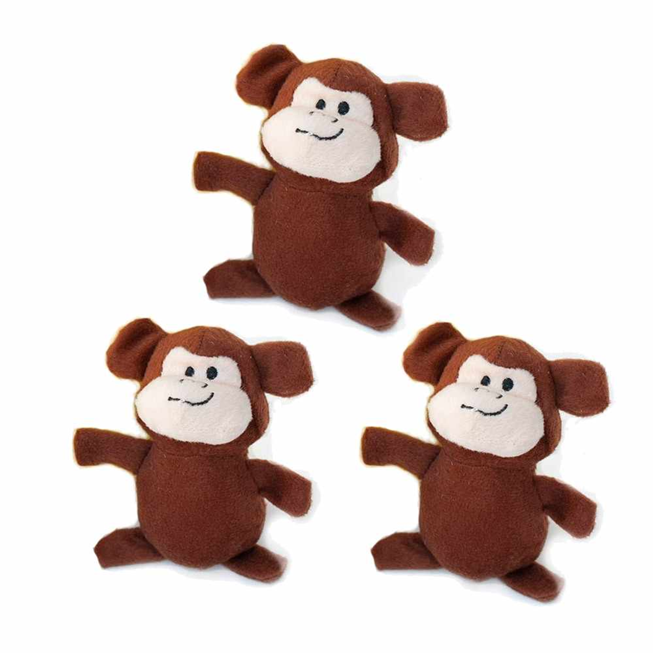 ZippyPaws Miniz 3 Pack- Monkeys Image 1