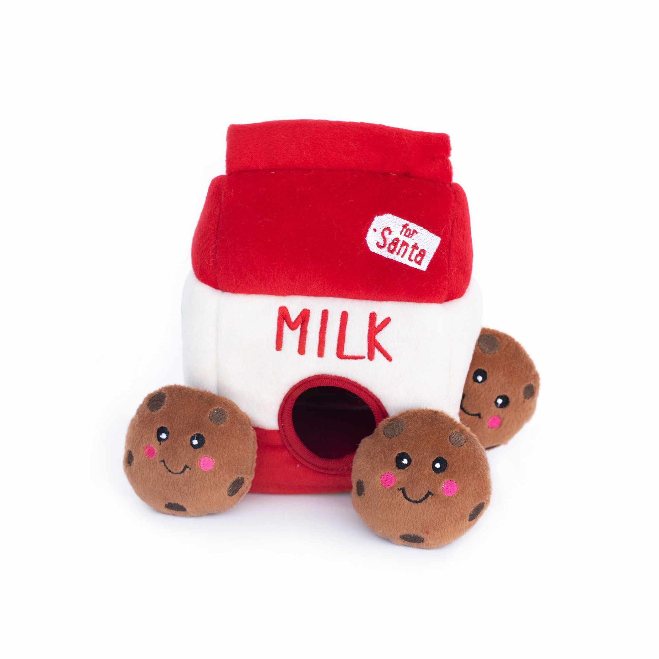 ZippyPaws Holiday Zippy Burrow Santa's Milk and Cookies Plush Dog Toy Image 1