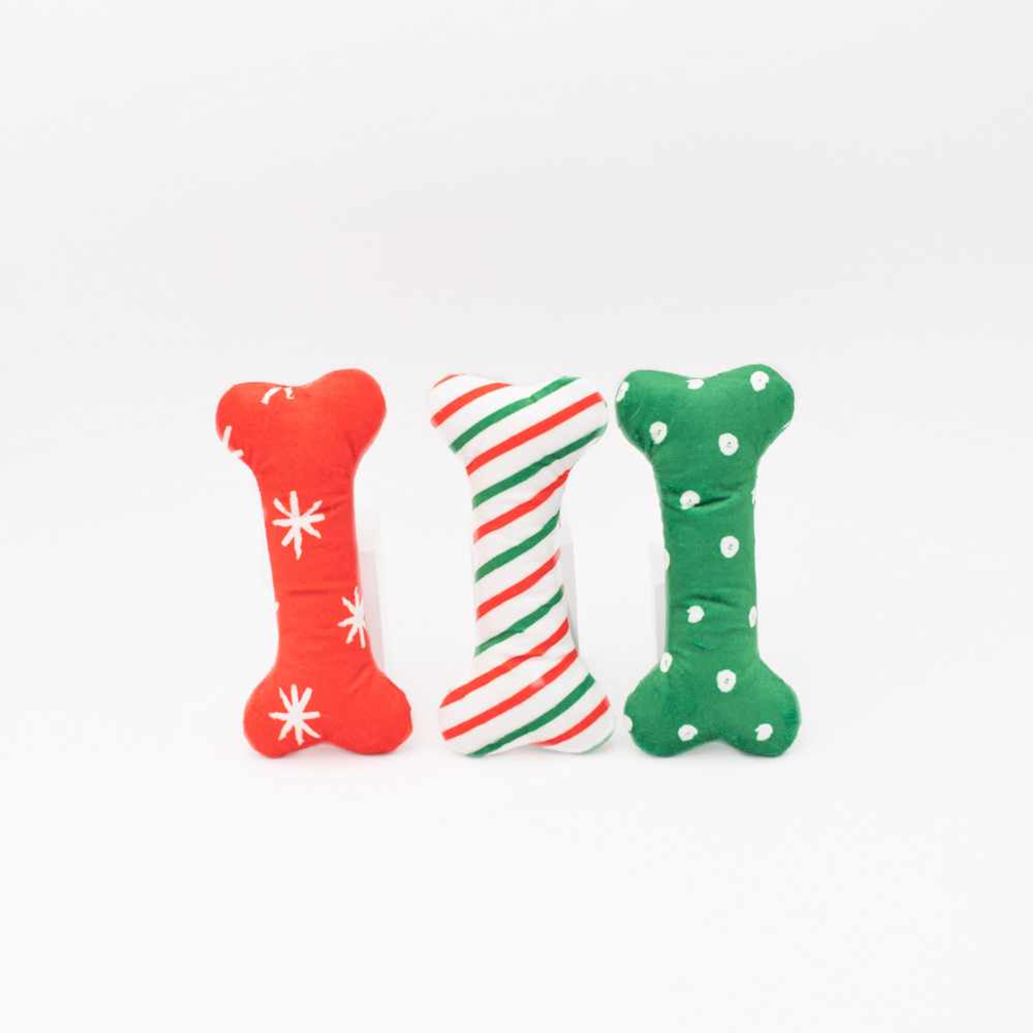 ZippyPaws Holiday Patterned Bones Regular Plush Dog Toy 3pk Image 1