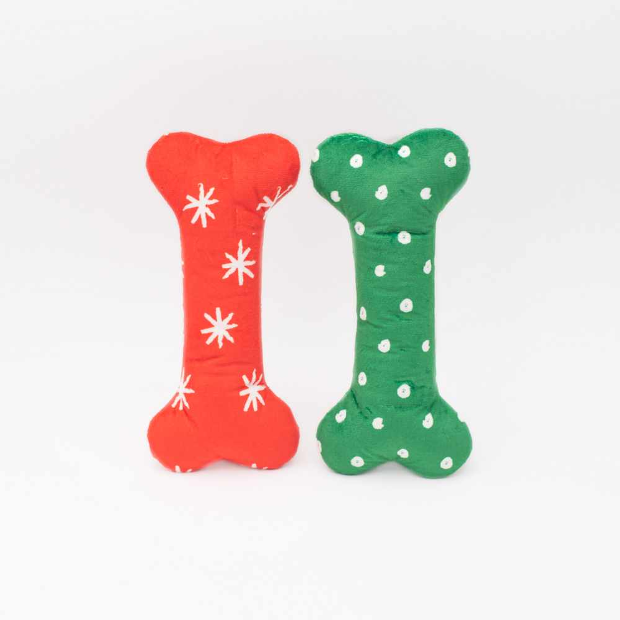ZippyPaws Holiday Patterned Bones Plush Dog Toy Large 2pk Image 1