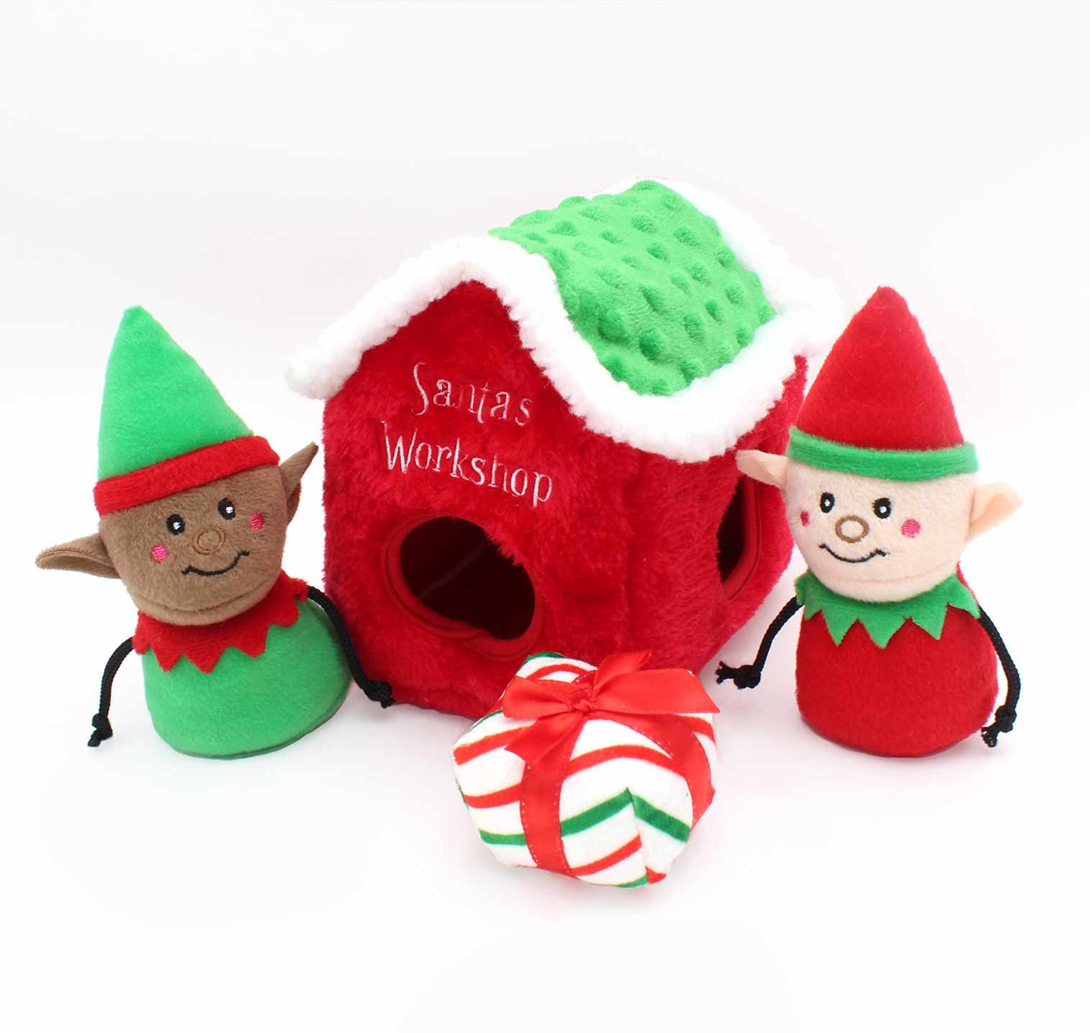 ZippyPaws Holiday Burrow(TM) Santa's Workshop Plush Dog Toy Image 1