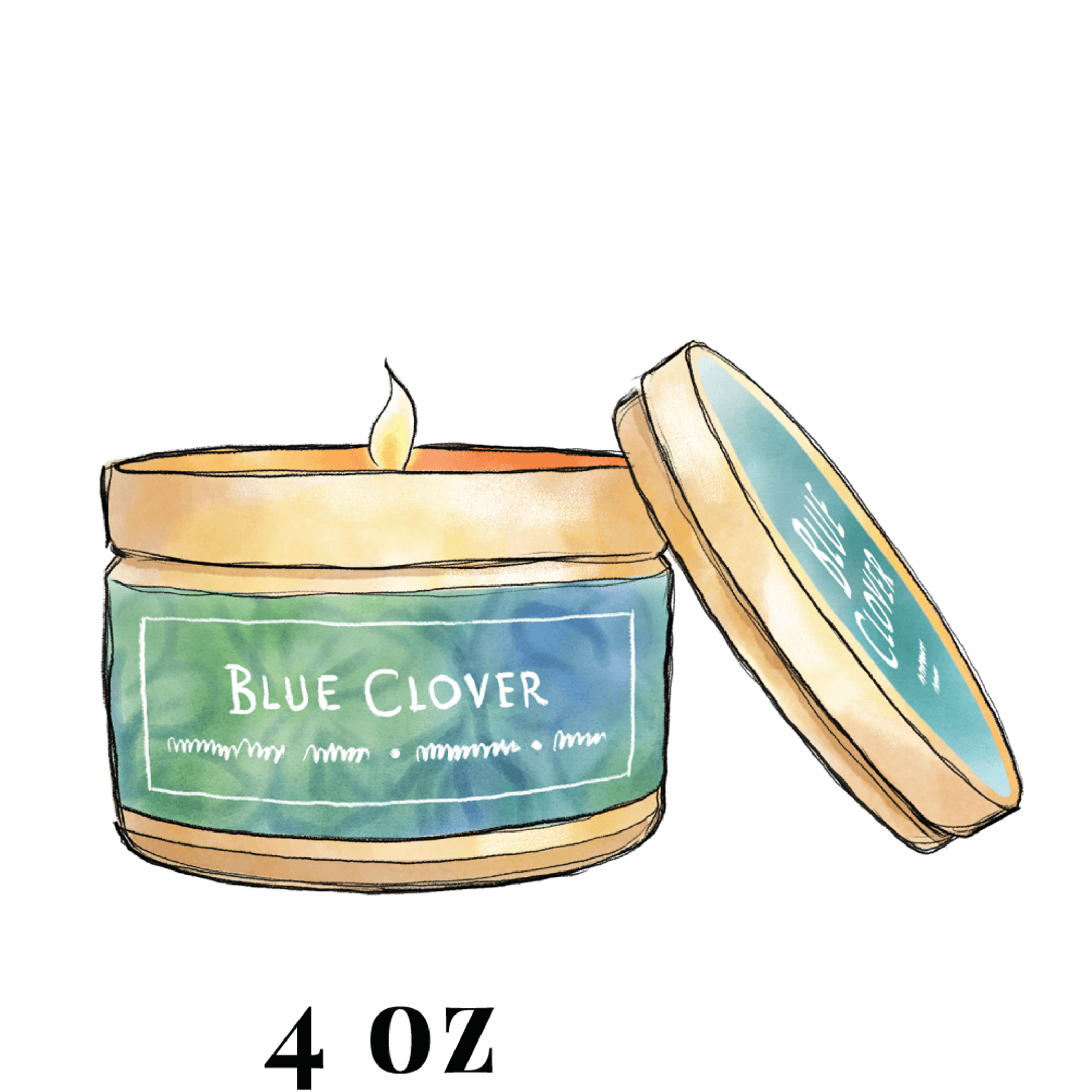 Candle Blue Clover Fragrance Glass Container 8.5 oz Coconut and Soy Blend Floral and Woodsy Notes Designed in France