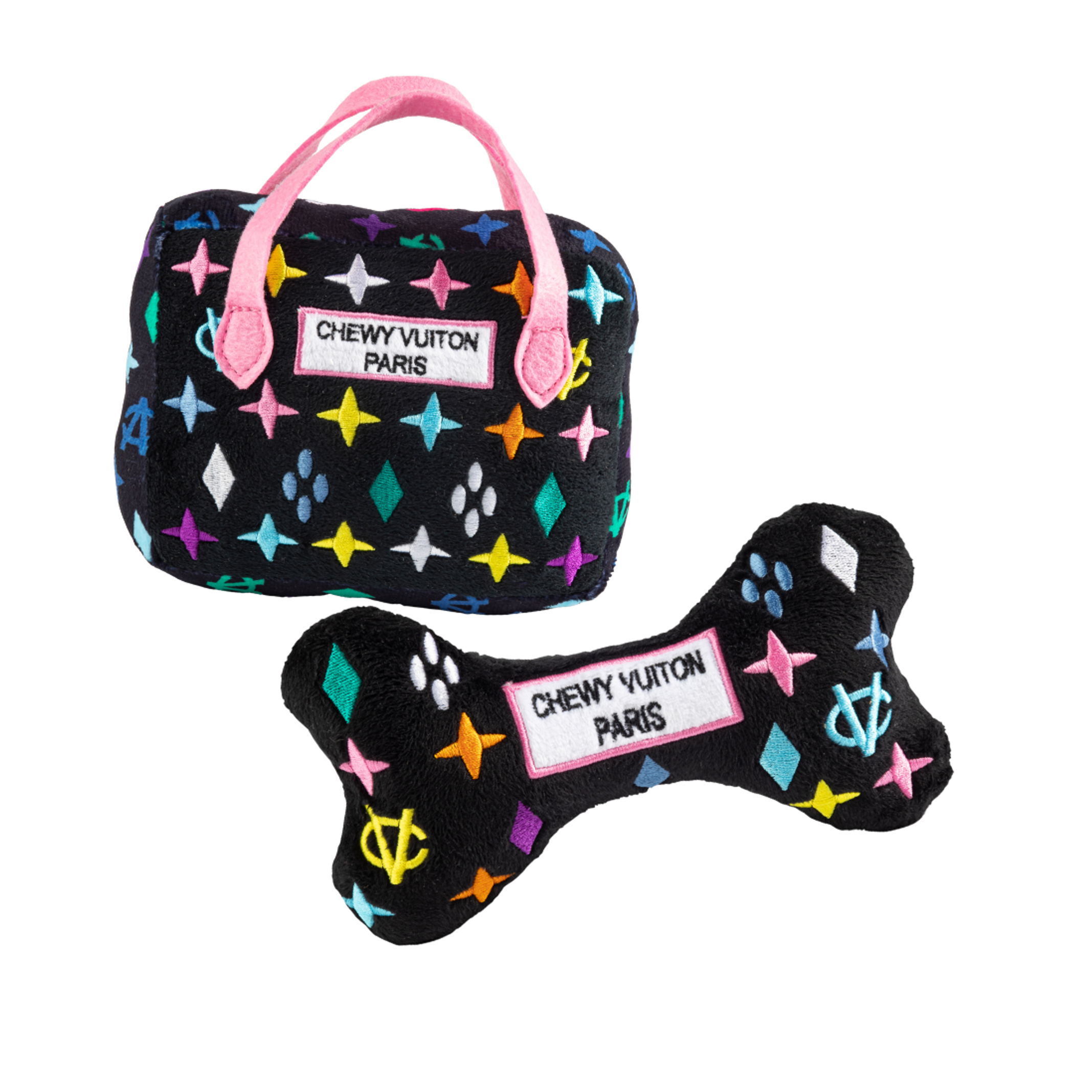 Black Chewy Vuiton Bundle Squeaker Dog Toy Image 1