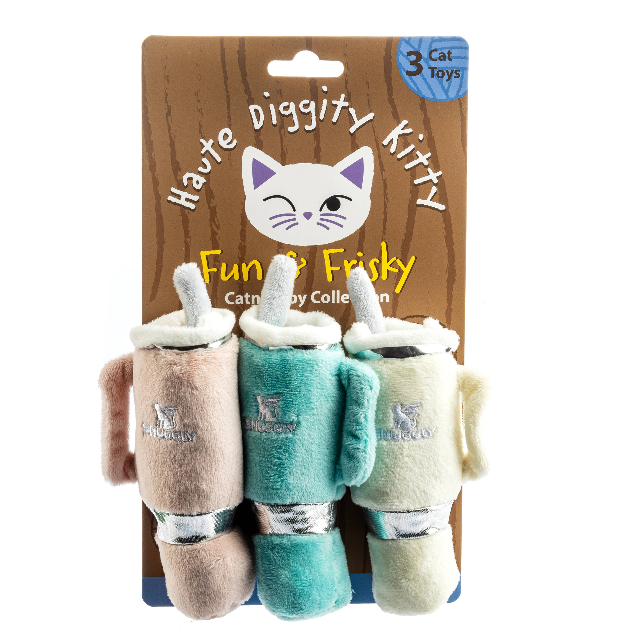 Snuggly Cup 3-Pack Organic Catnip Toys (Teal, Ivory, Blush) Image 1