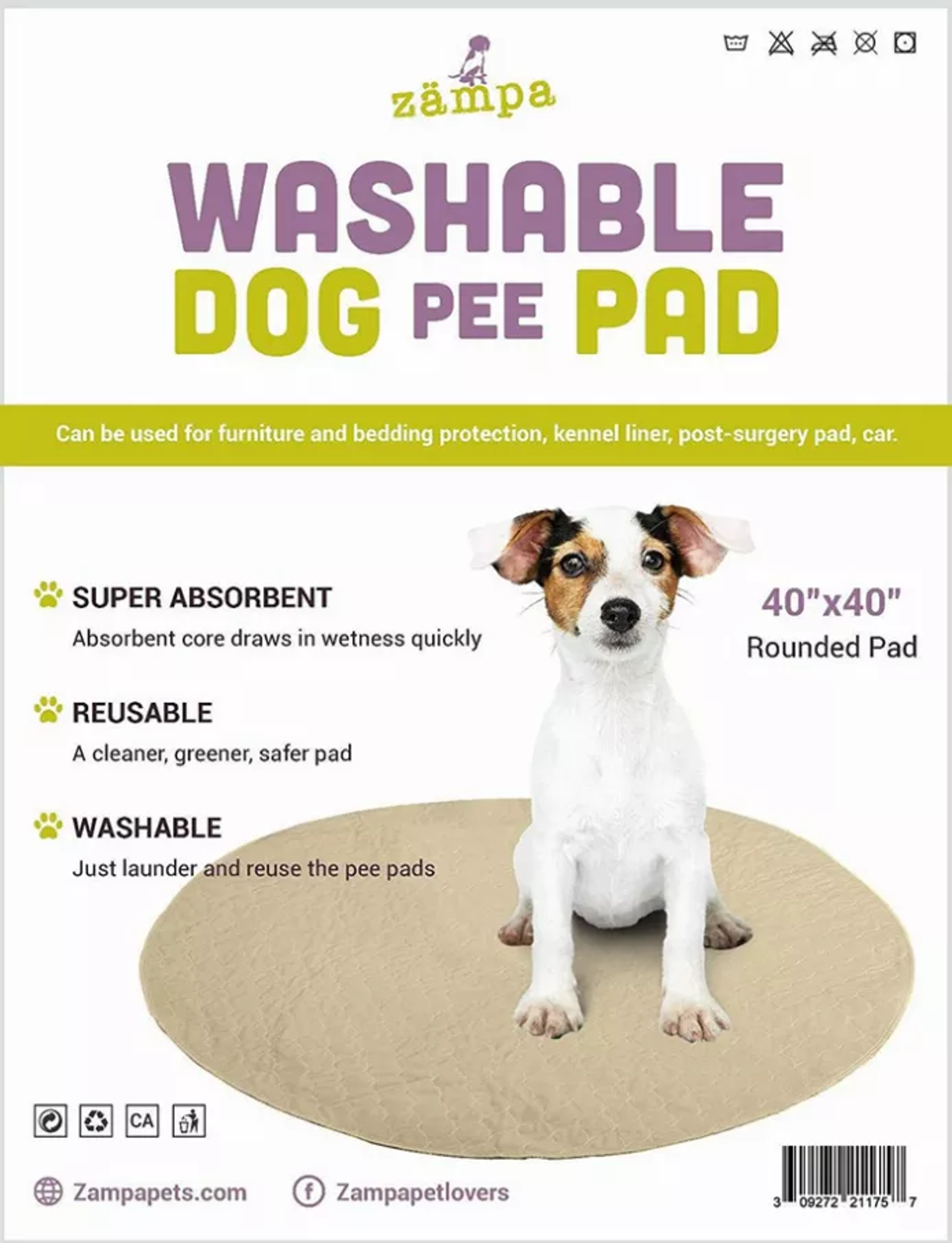 Zampa Pets Quality Whelp Round, Circular Shape Reusable Dog Pee Pads Image 1