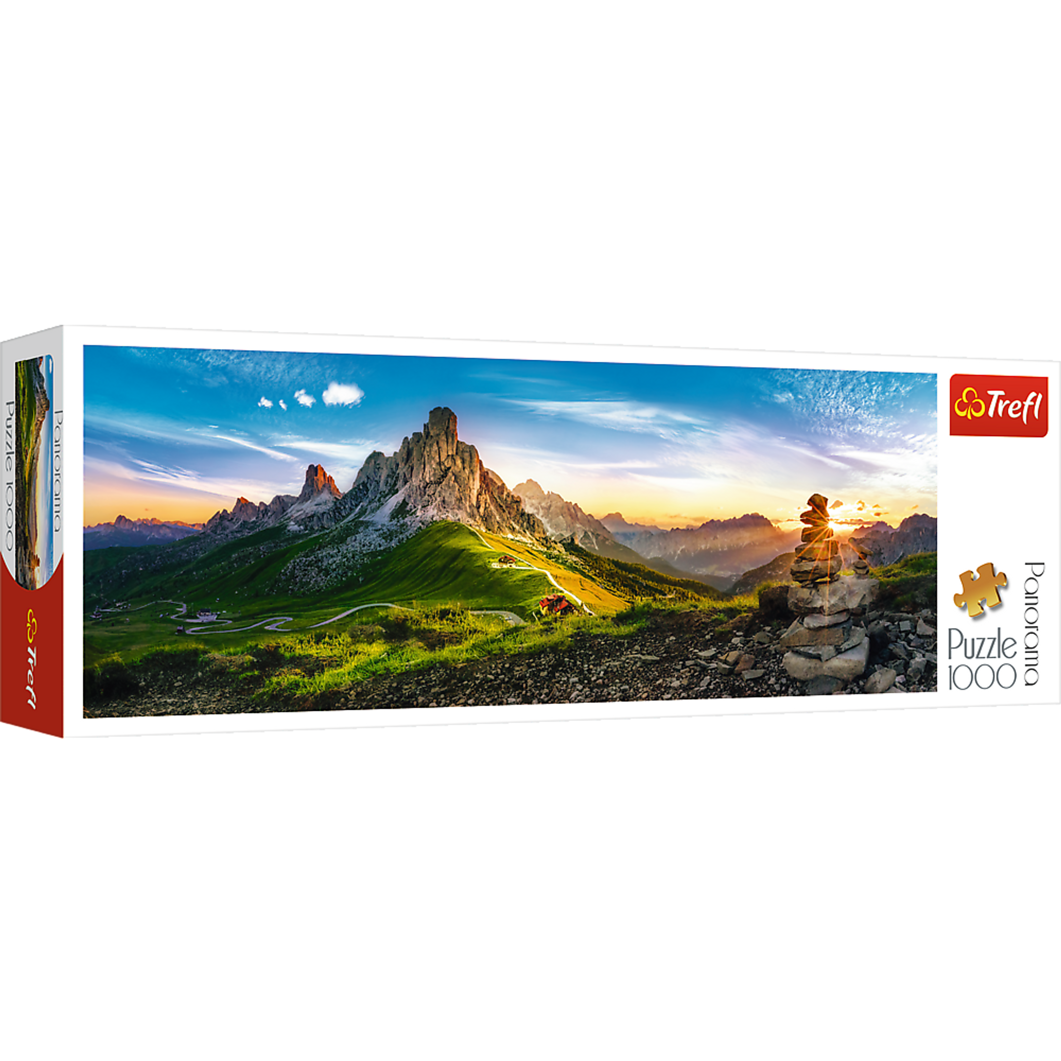 Jigsaw Puzzle 1000 Piece Panorama Sunset in the Dolomites Blue-Board Durable Interlocking Pieces Non-Reflective Linen Paper