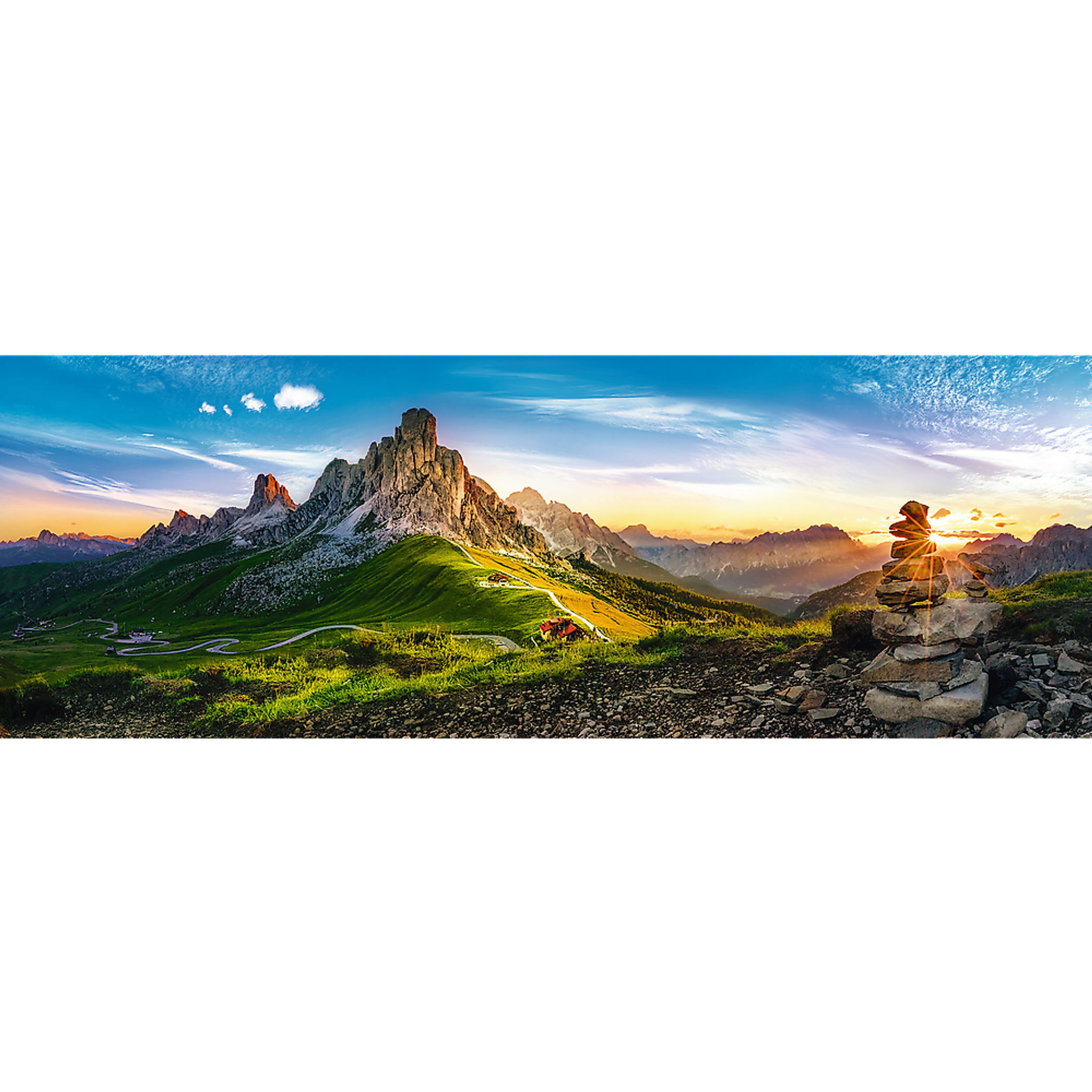 Jigsaw Puzzle 1000 Piece Panorama Sunset in the Dolomites Blue-Board Durable Interlocking Pieces Non-Reflective Linen Paper