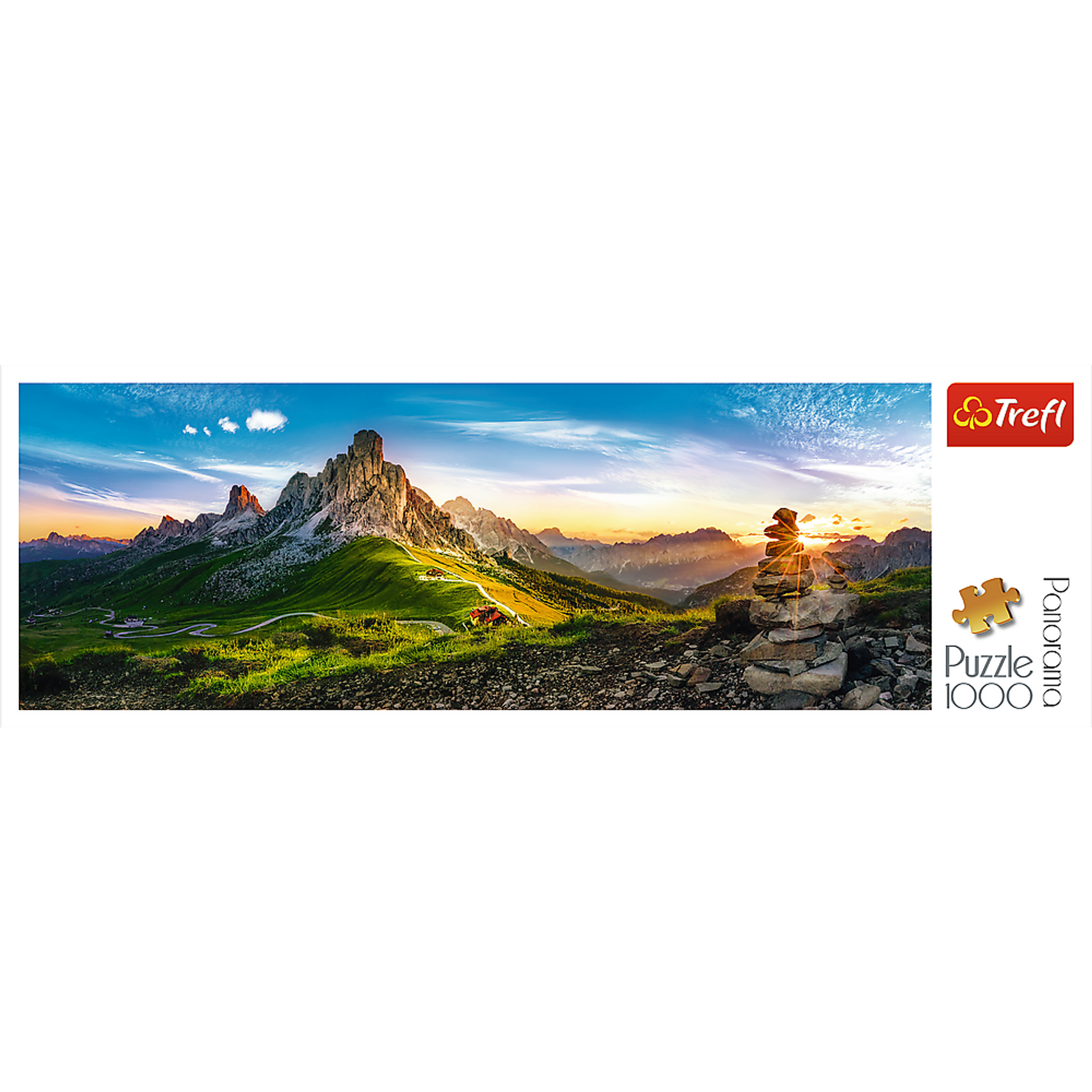 Jigsaw Puzzle 1000 Piece Panorama Sunset in the Dolomites Blue-Board Durable Interlocking Pieces Non-Reflective Linen Paper