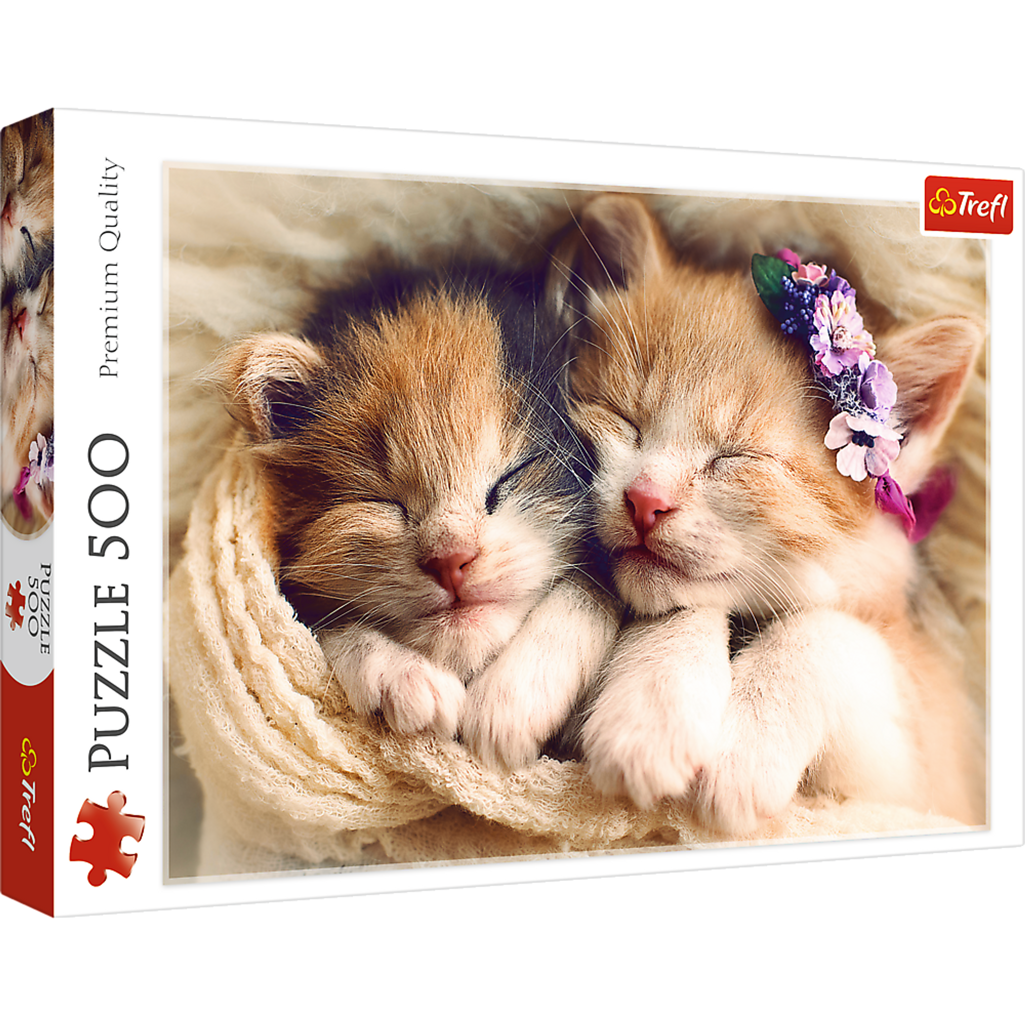 Jigsaw Puzzle 500 Piece Charming Sleeping Little Kittens Blue Cardboard 15.59 x 10.47 x 1.73 inches 1.27 lbs Assembled Size 18.90 x 13.39 inches